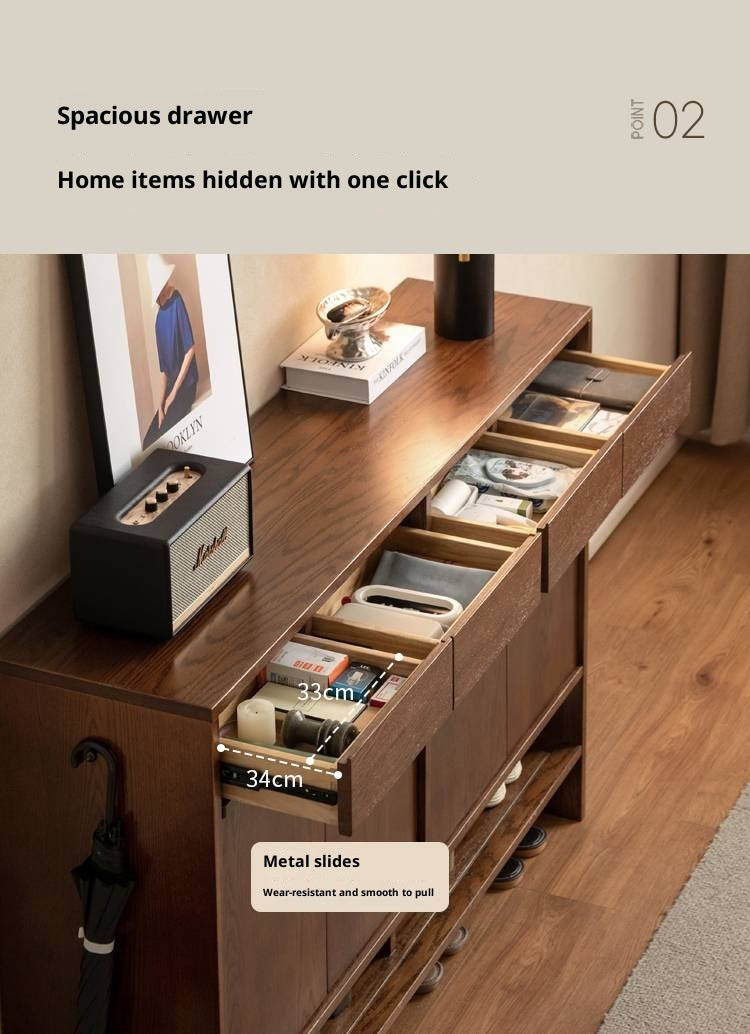 Oak Solid Wood Capacity Shoe Cabinet