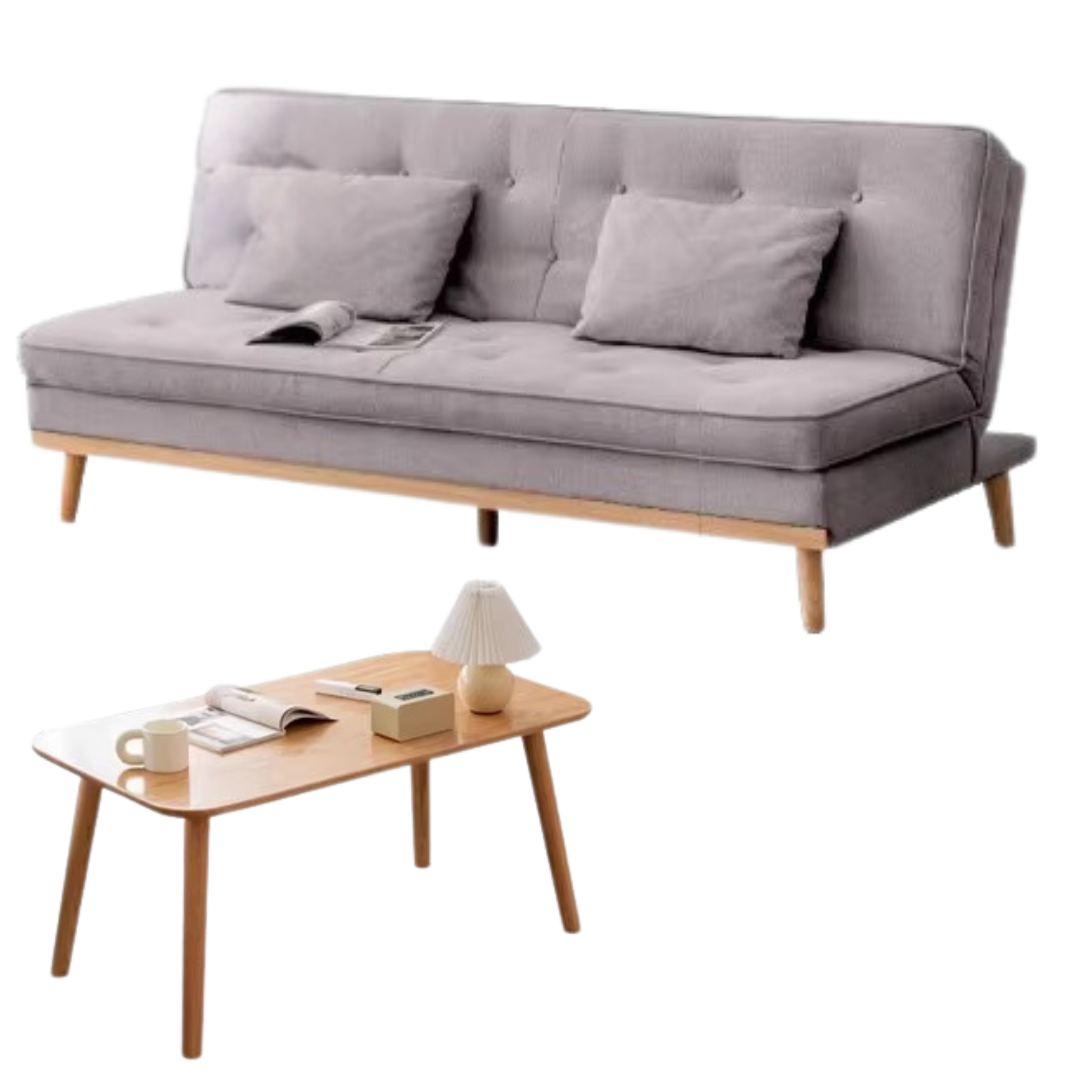 Beech solid wood folding Sleeper Fabric sofa)