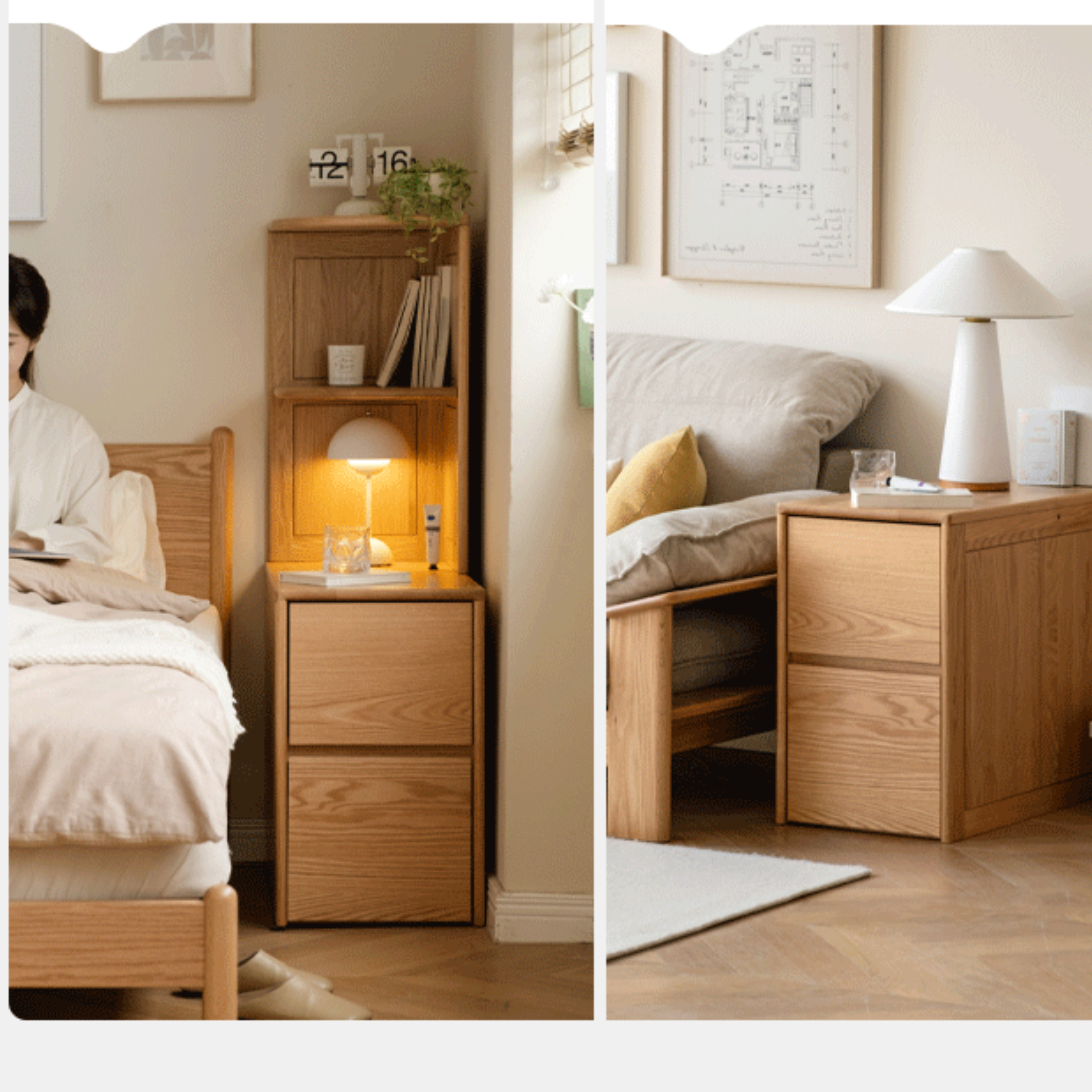 Oak Solid Wood Edge Side Cabinet Corner Bedside