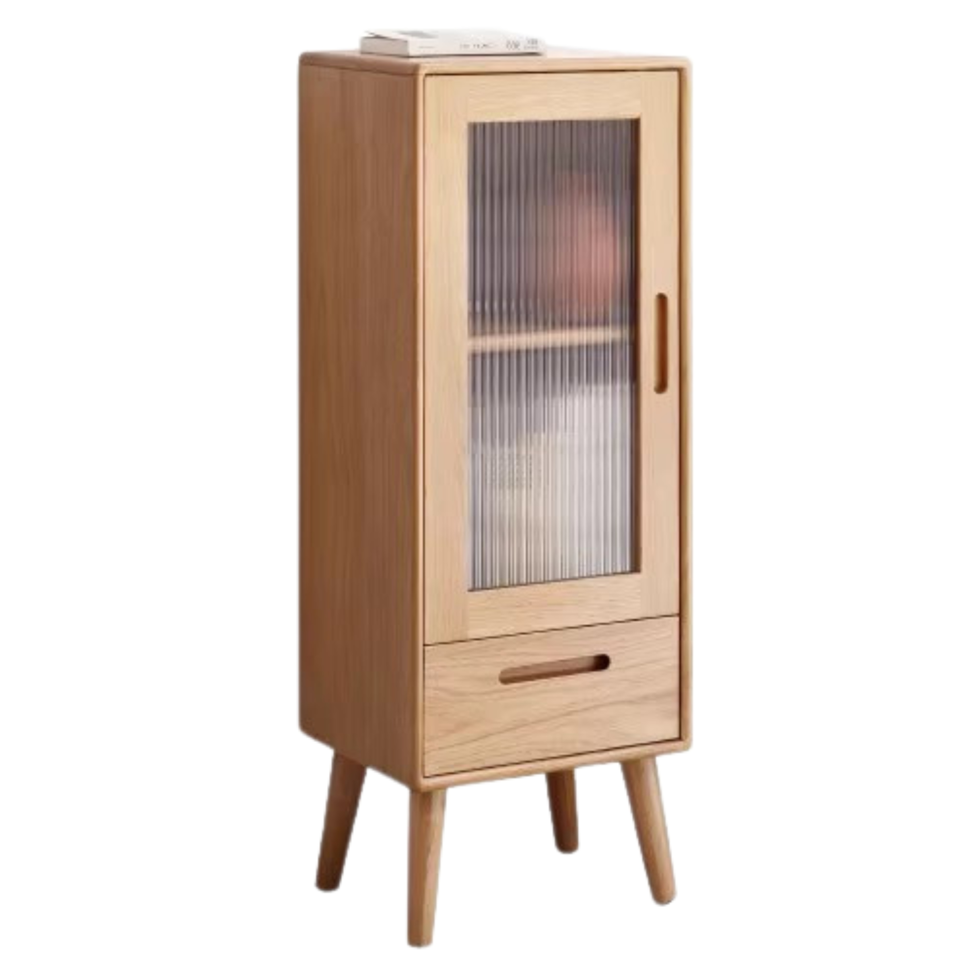 Oak solid wood TV high side cabinet glass door -