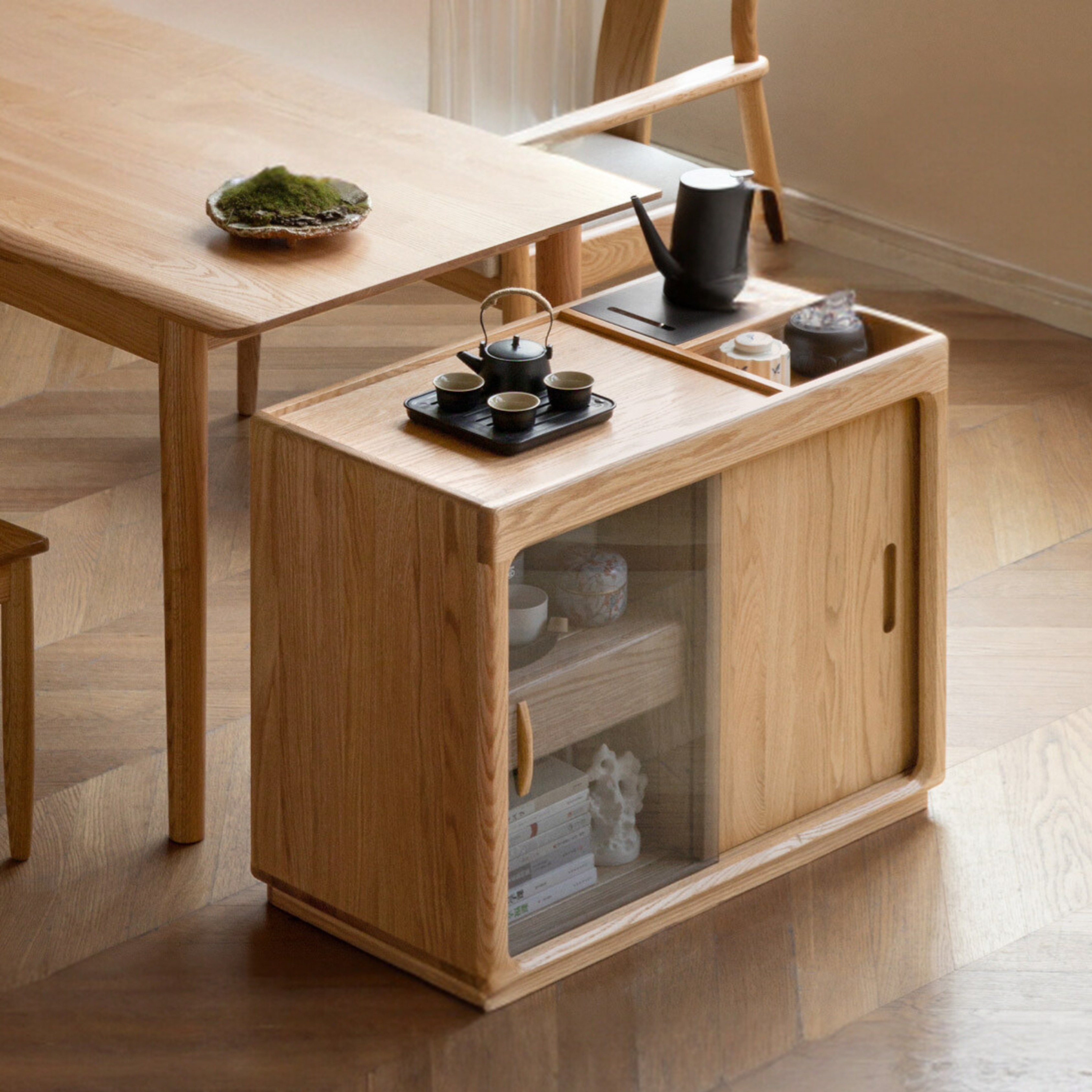 Tea making side cabinet i, side table Ash solid wood-