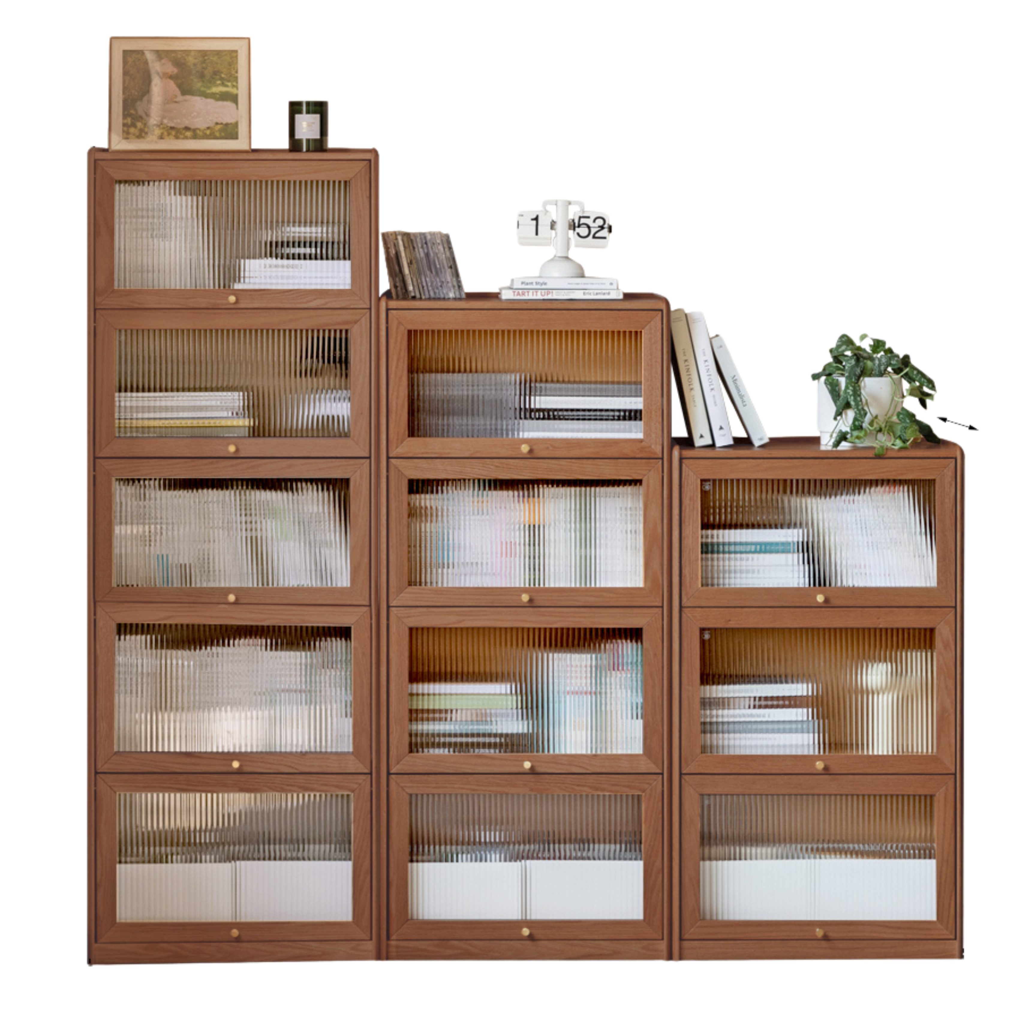 Oak Solid Wood Flipped Door Side Cabinet Free Combination