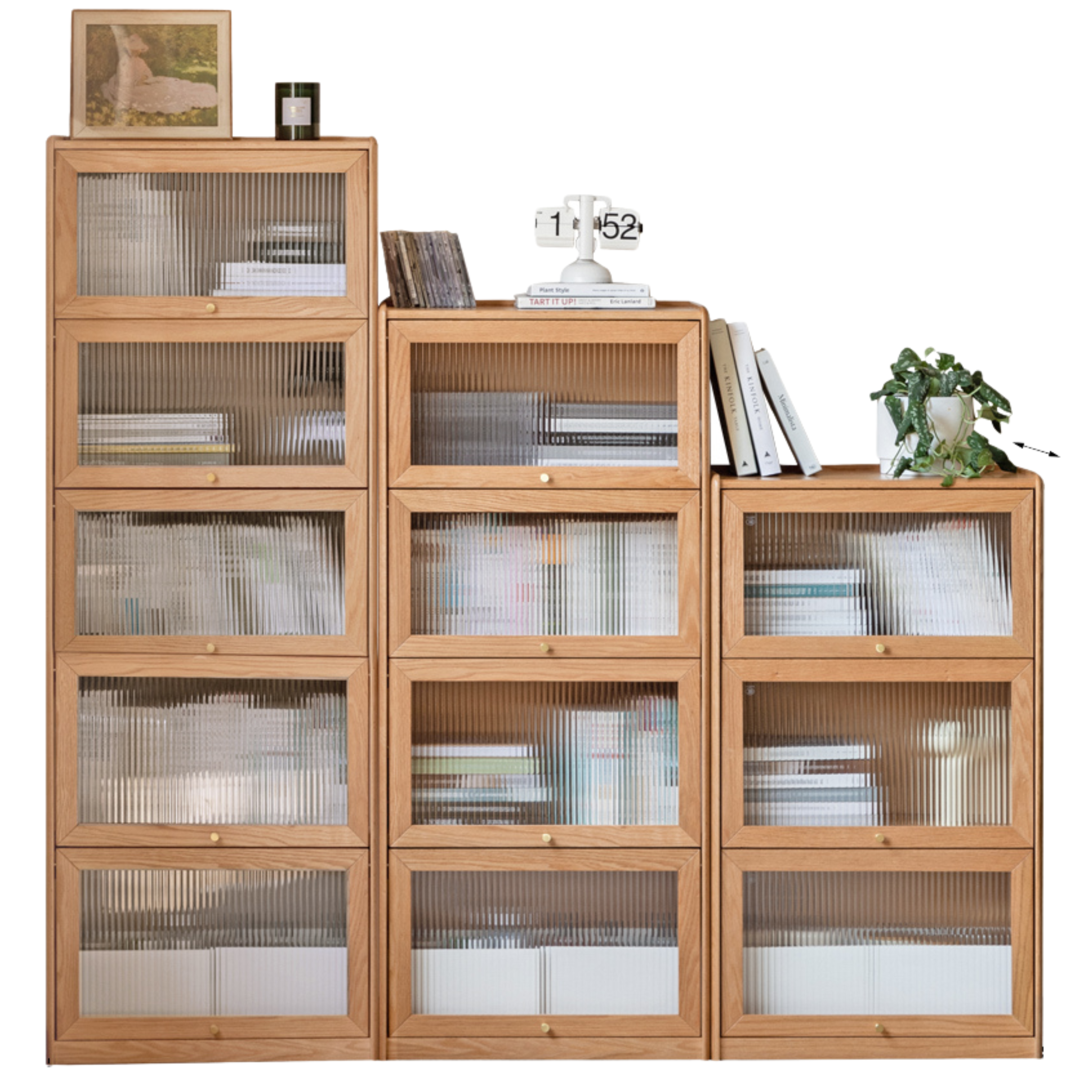Oak Solid Wood Flipped Door Side Cabinet Free Combination