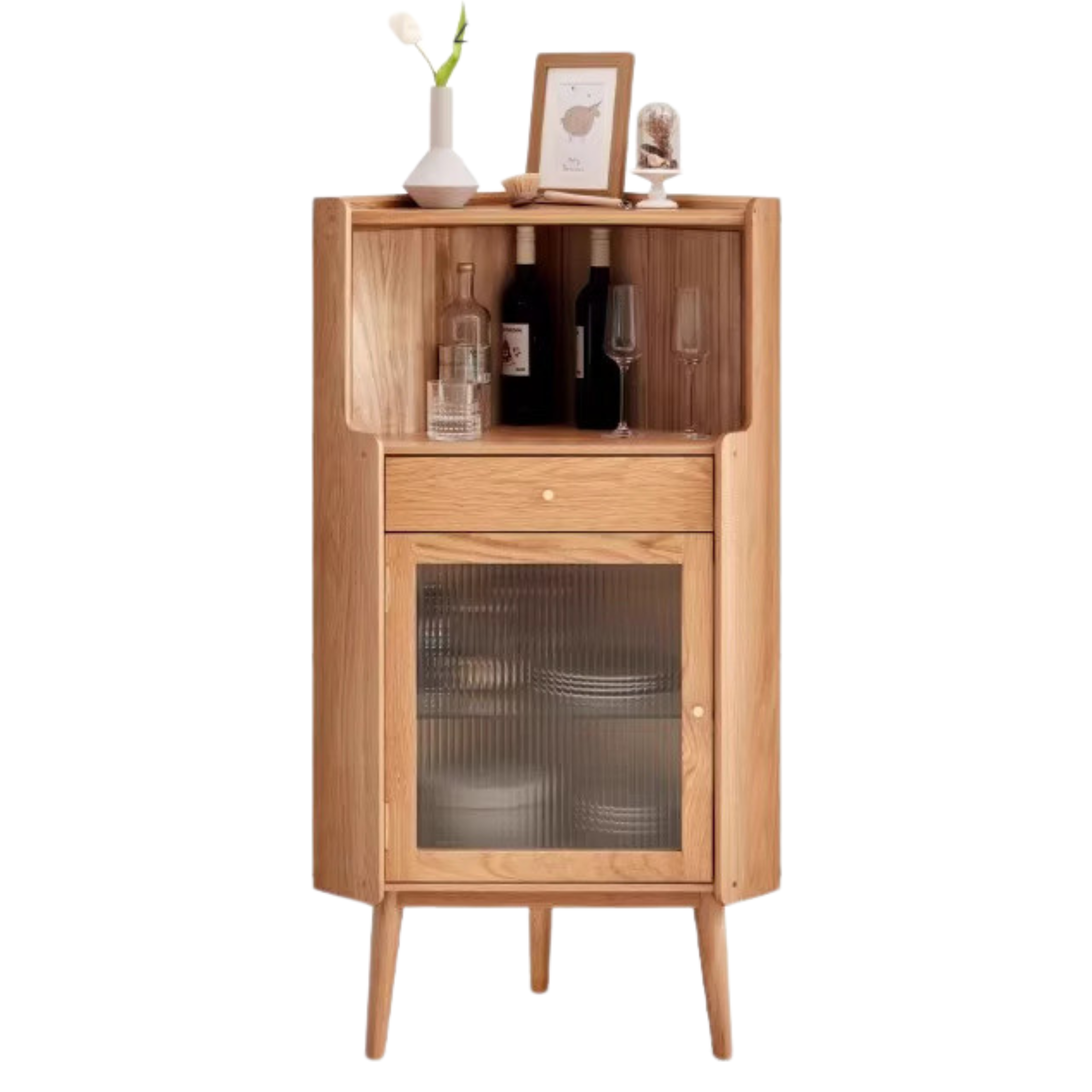 Oak Solid Wood Corner Side Cabinet Modern: