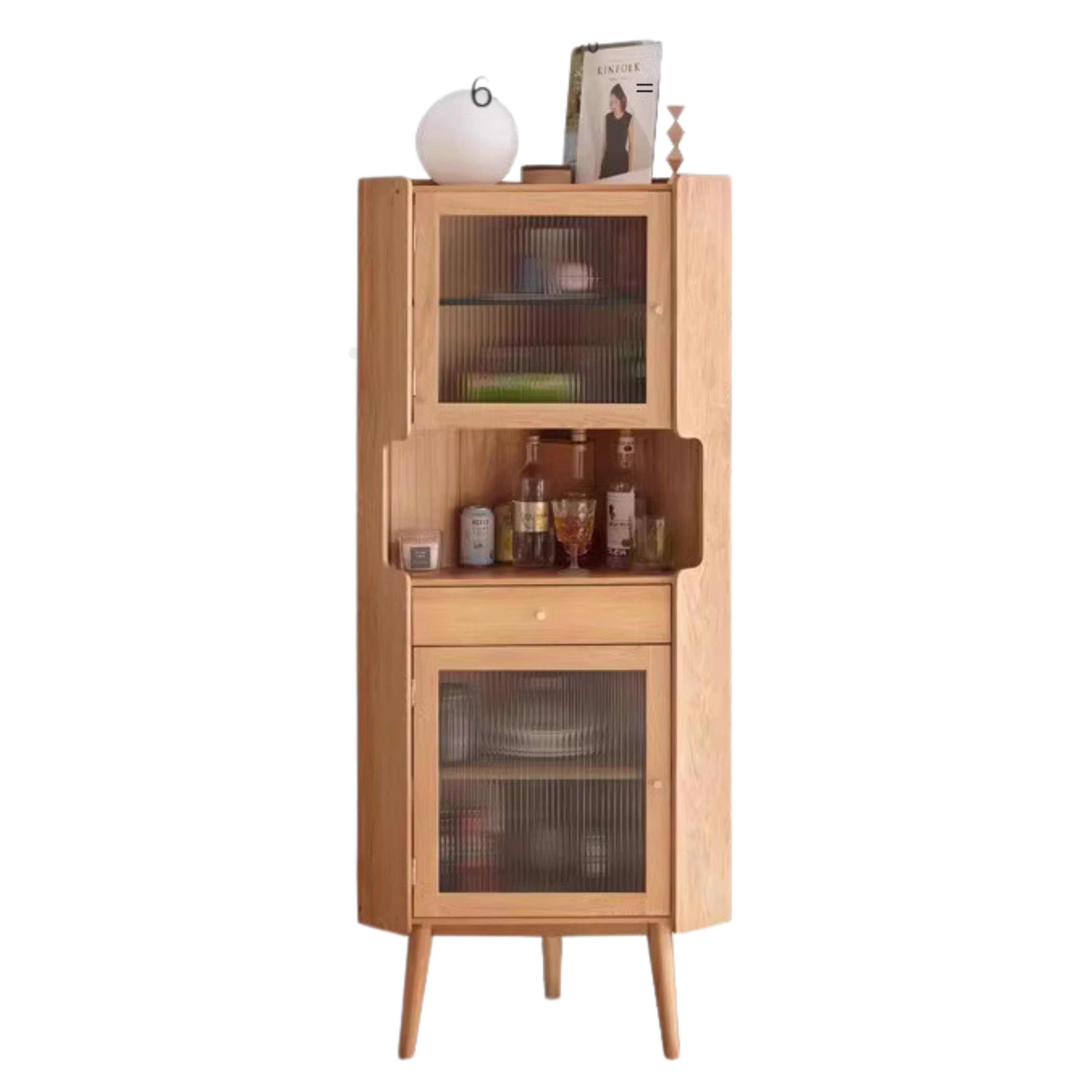 Oak Solid Wood Corner Side Cabinet Modern: