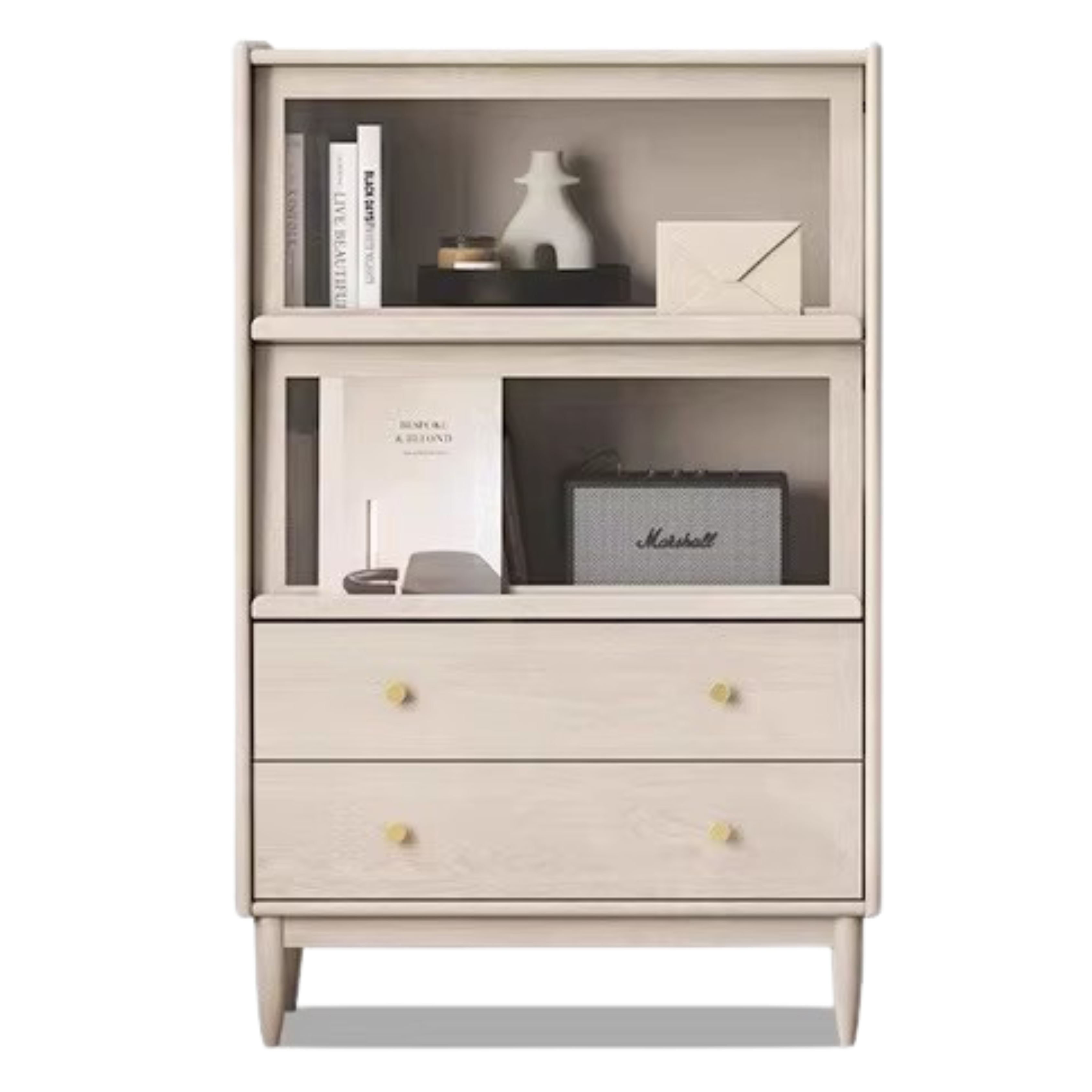 Cherry Wood, Oak, Poplar Solid Wood Side Cabinet Flip Door, LED light