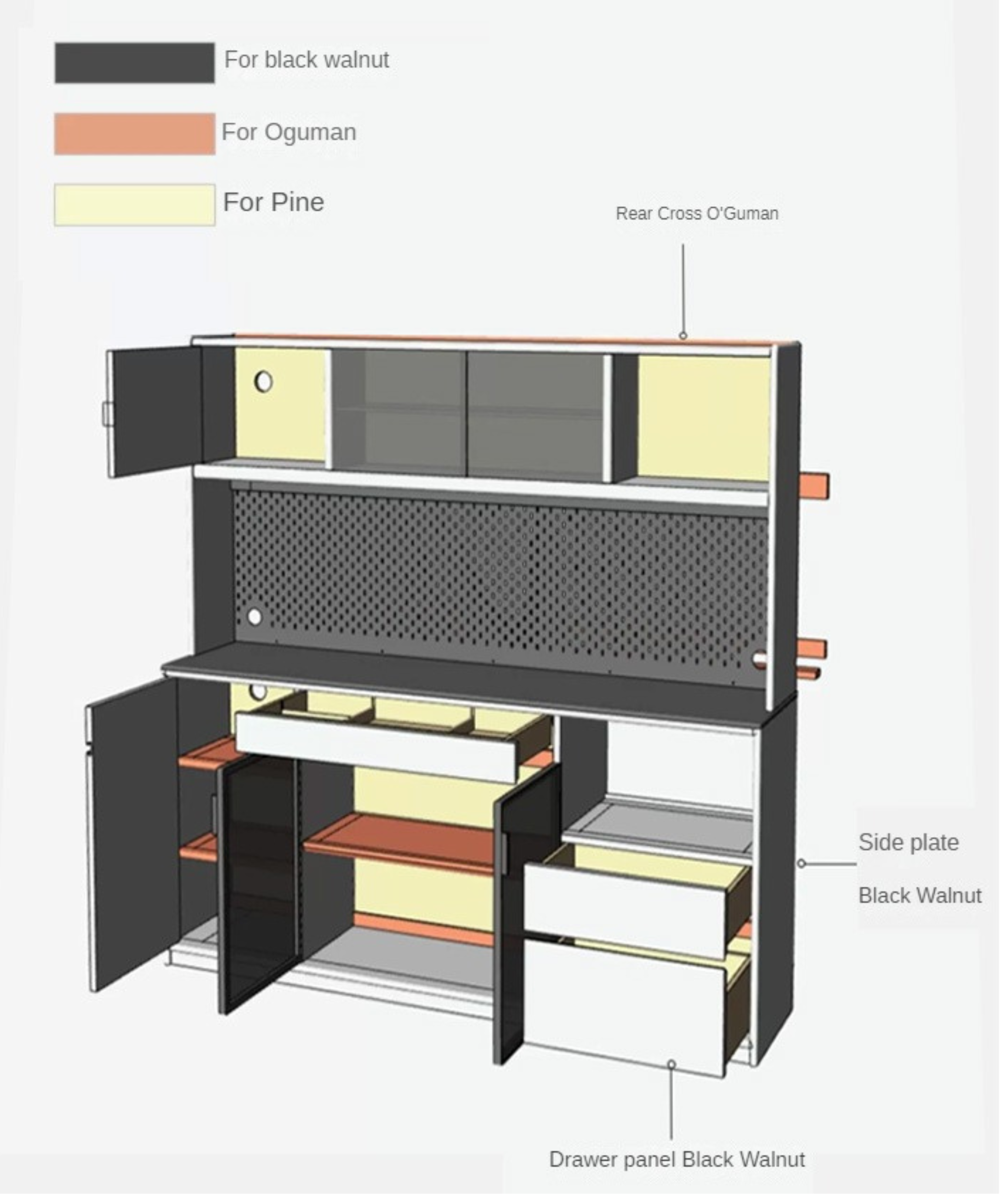 Black Walnut, South American Walnut Solid Wood Sideboard, Buffet Cabinet