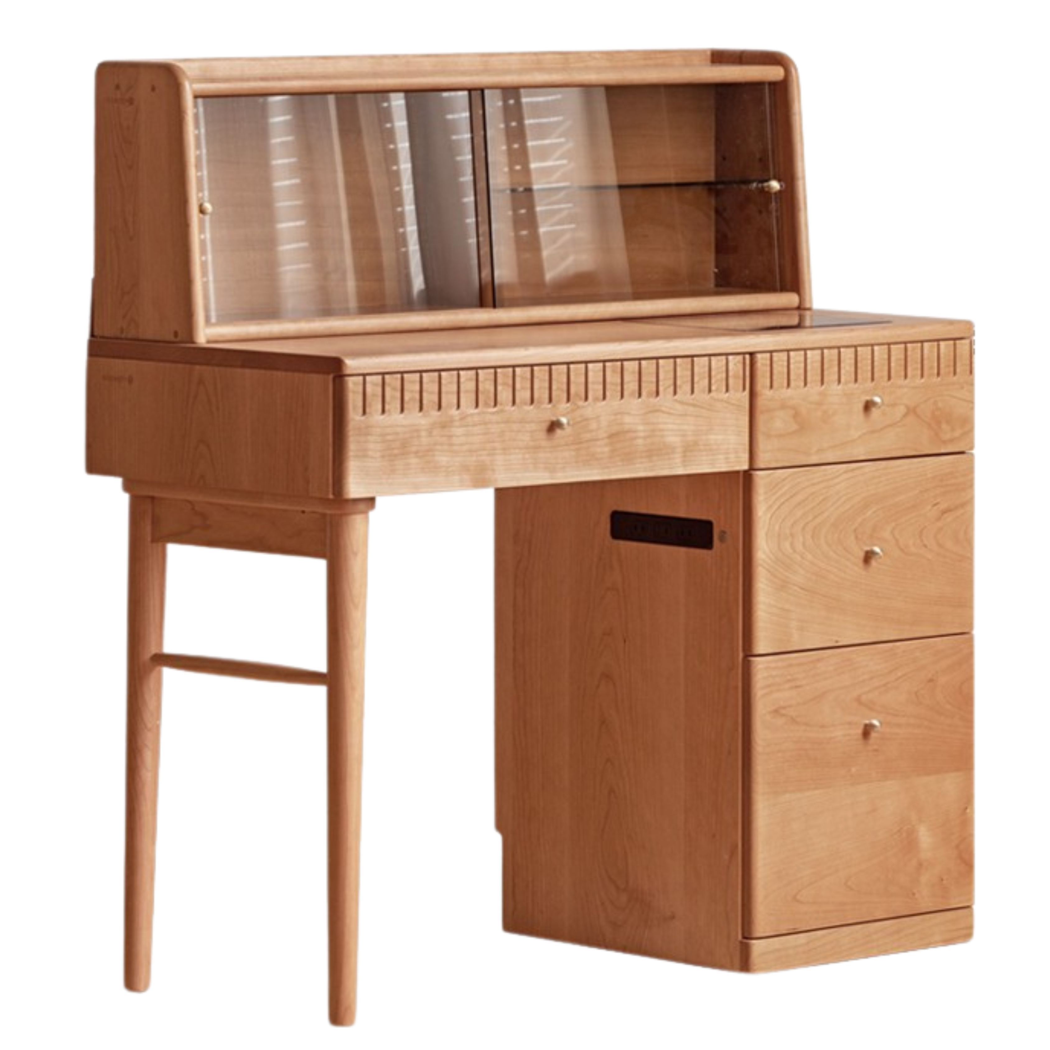 Cherry Solid Wood Retro Vanity Table Cabinet Integrated