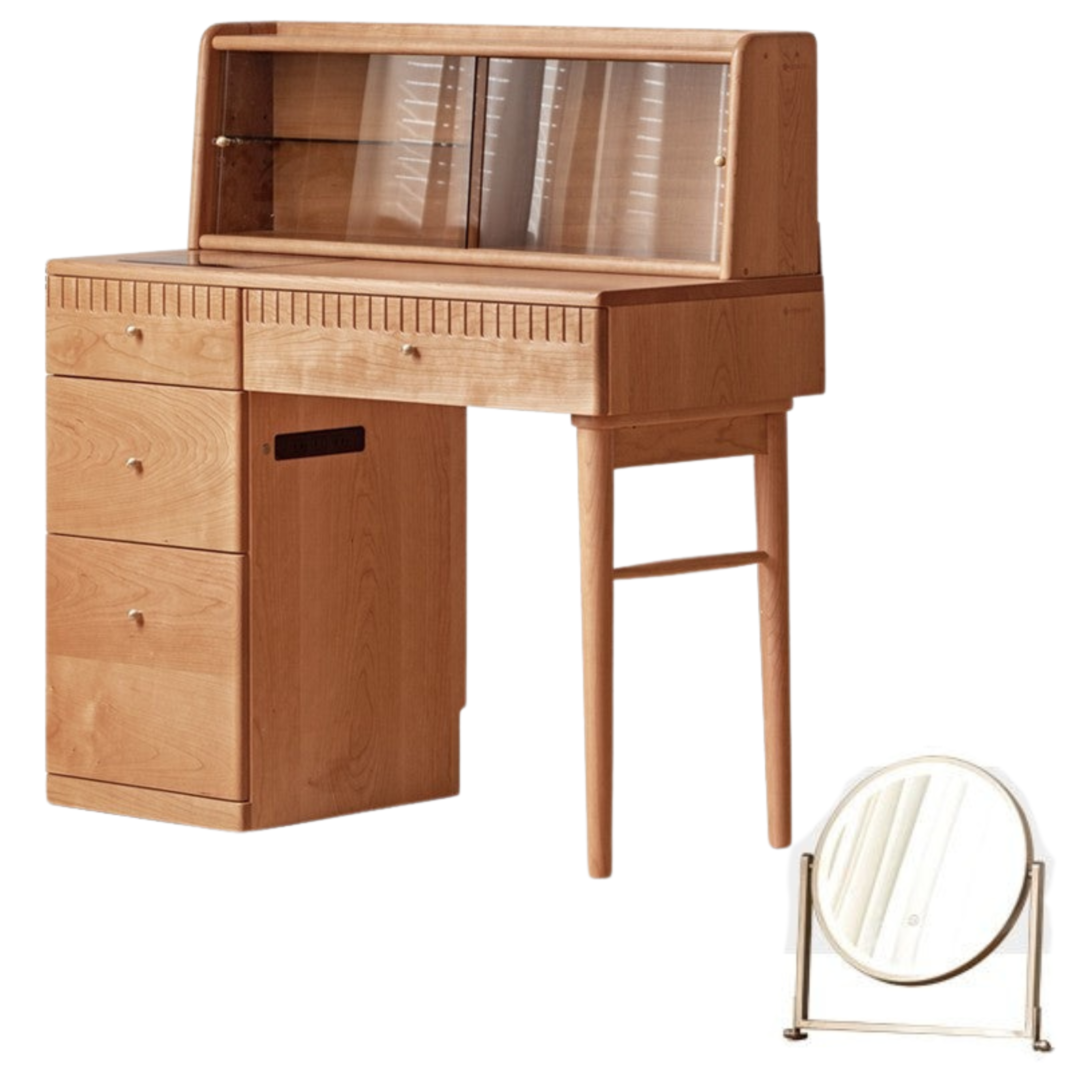 Cherry Wood Retro Dressing Table Cabinet Integrated