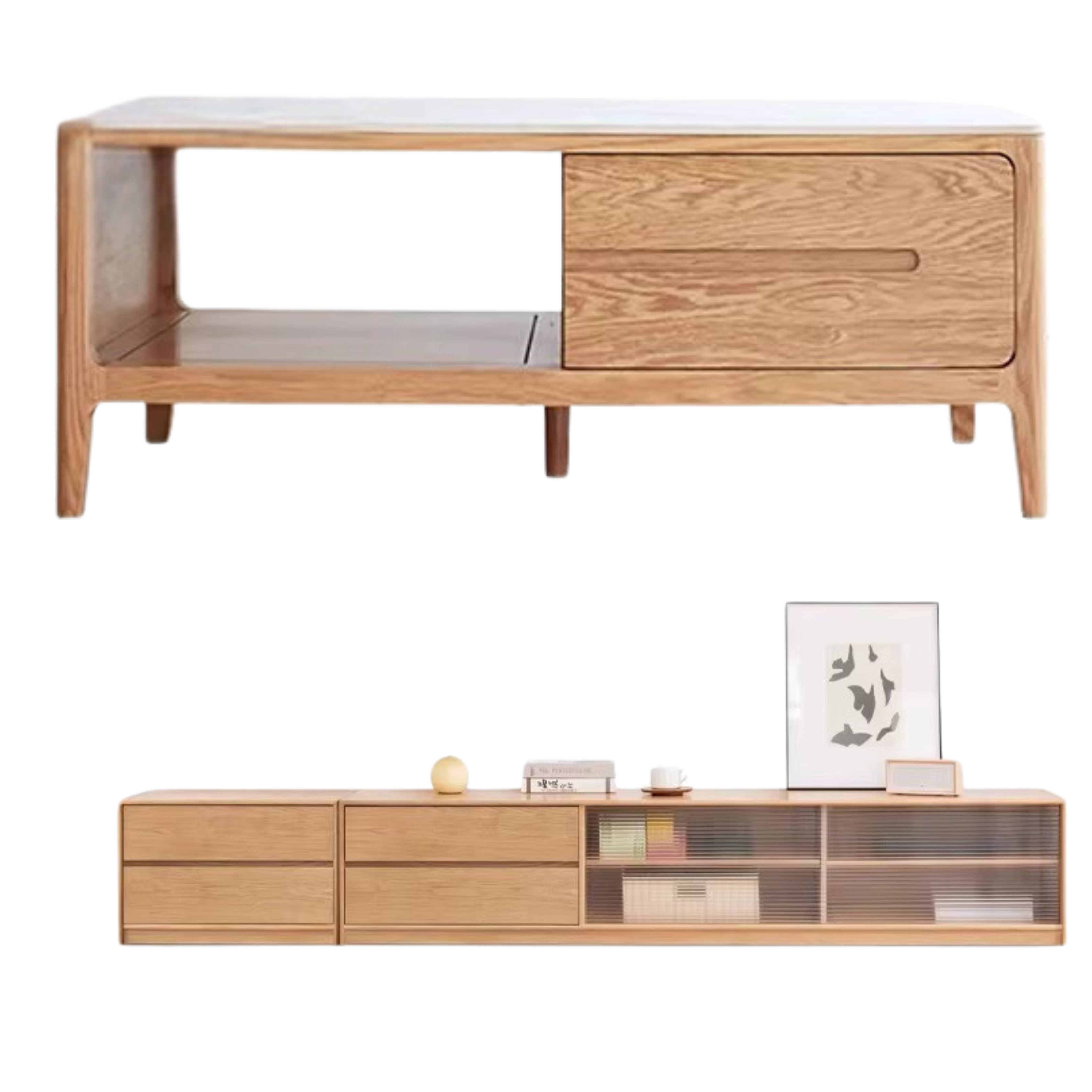 Oak Solid Wood Coffee Table Rock Slabs