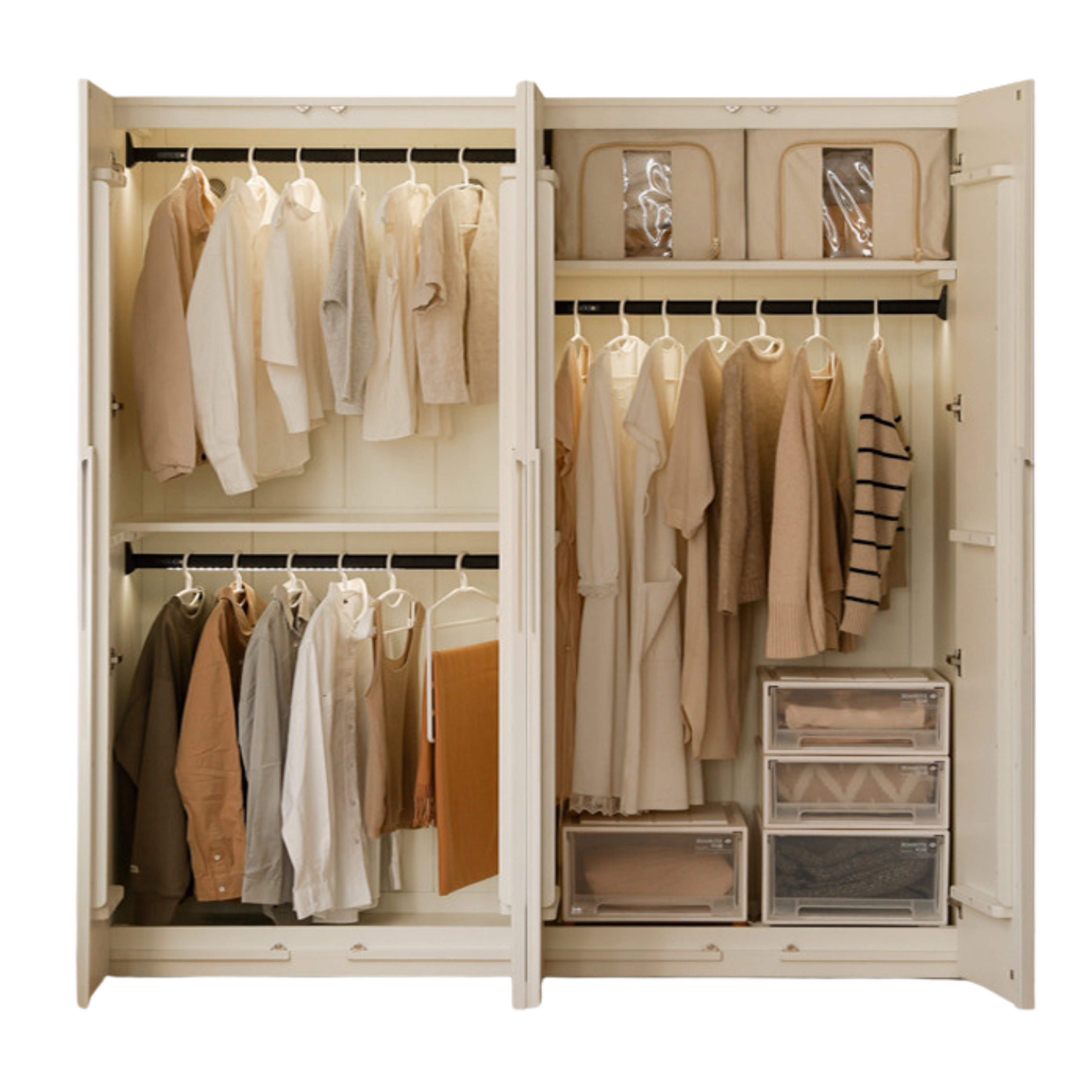 New Zealand pine Solid wood cream wardrobe: