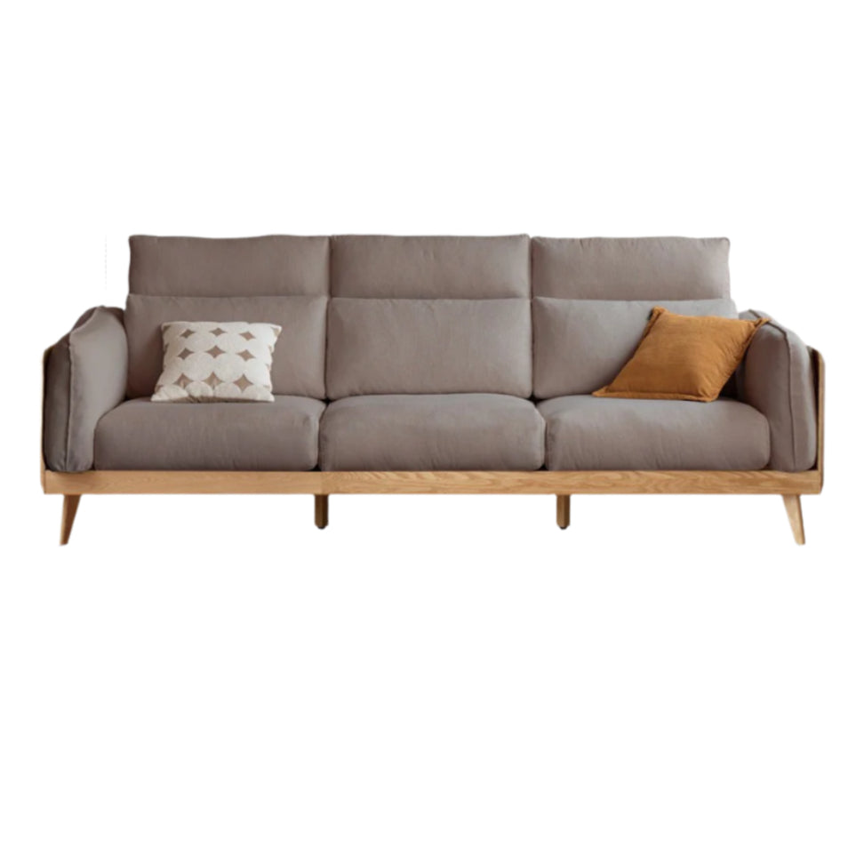 Oak Solid Wood Modern Straight Row Down Sofa