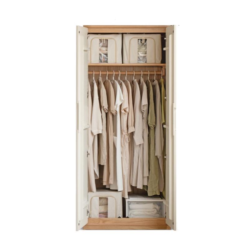 Oak Solid Wood Log Cream Style Wardrobe