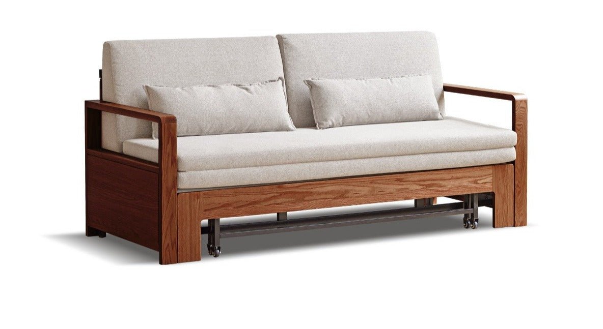 Oak solid wood sofa bed modern multifunctional