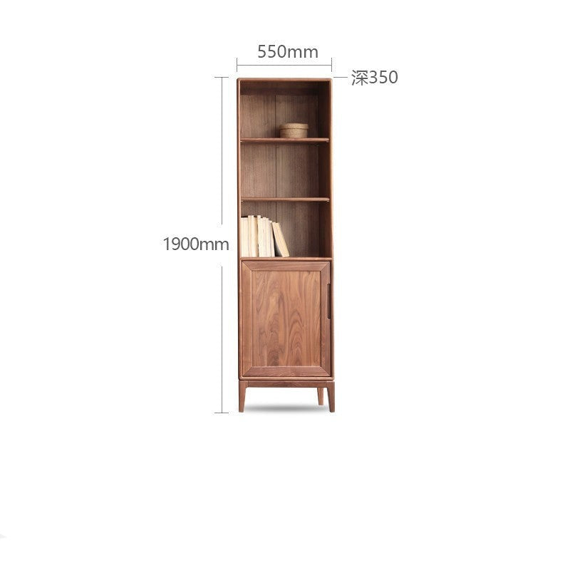 North American black walnut, Ash solid wood combination cdust-proof glass door wall floor-to-ceiling bookshelf<