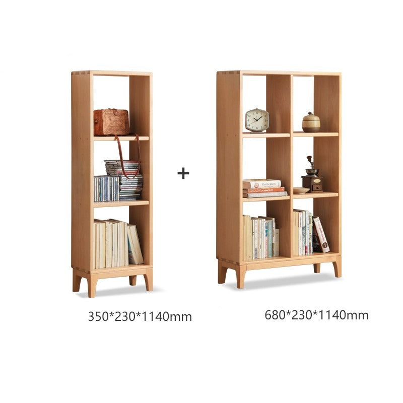 Beech solid wood bookshelf, Nordic display rack"