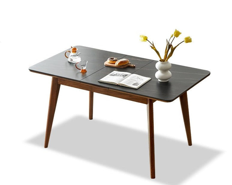 Black Walnut solid wood telescopic rock slab dining table "