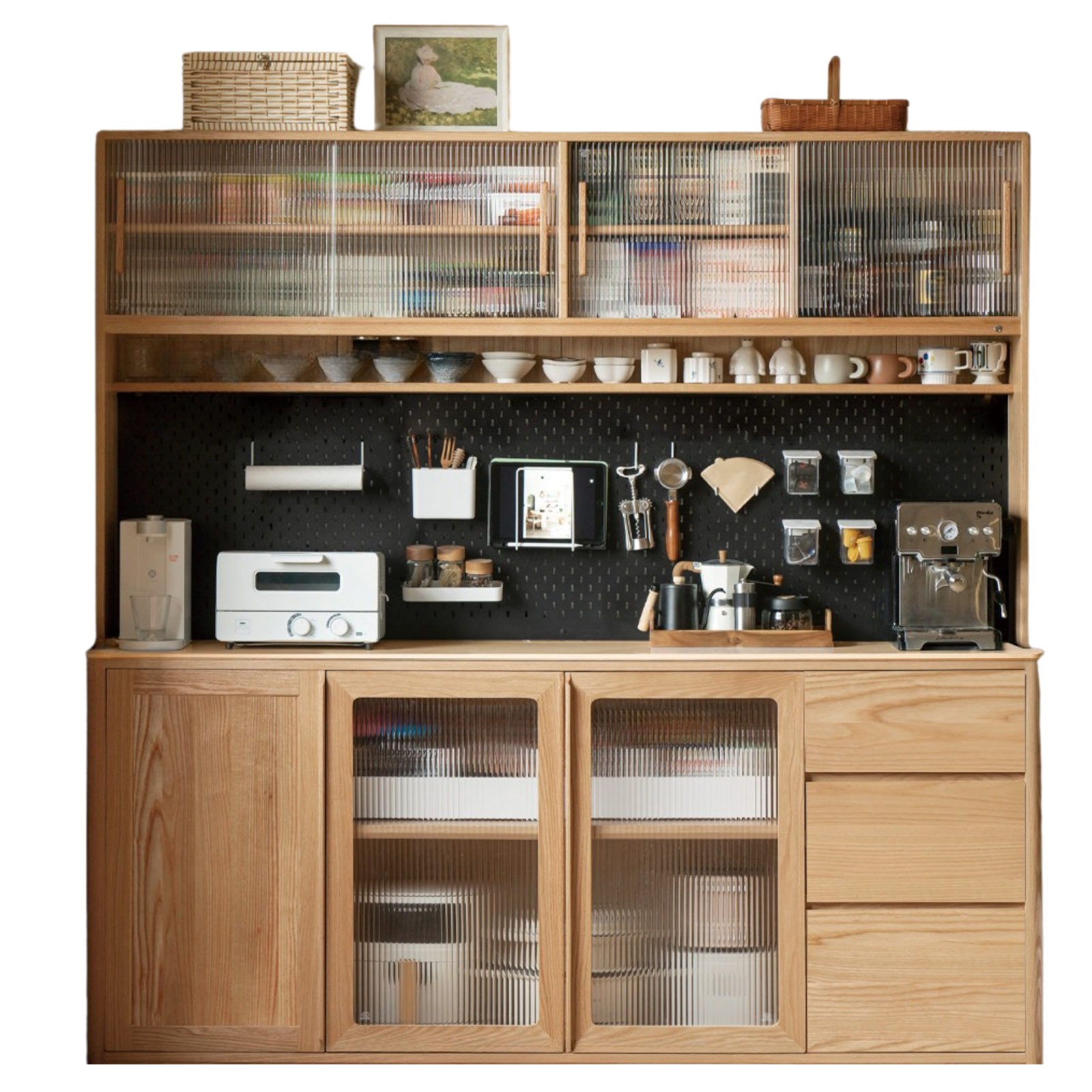 Ash Solid Wood White Wax Rock Plate Sideboard