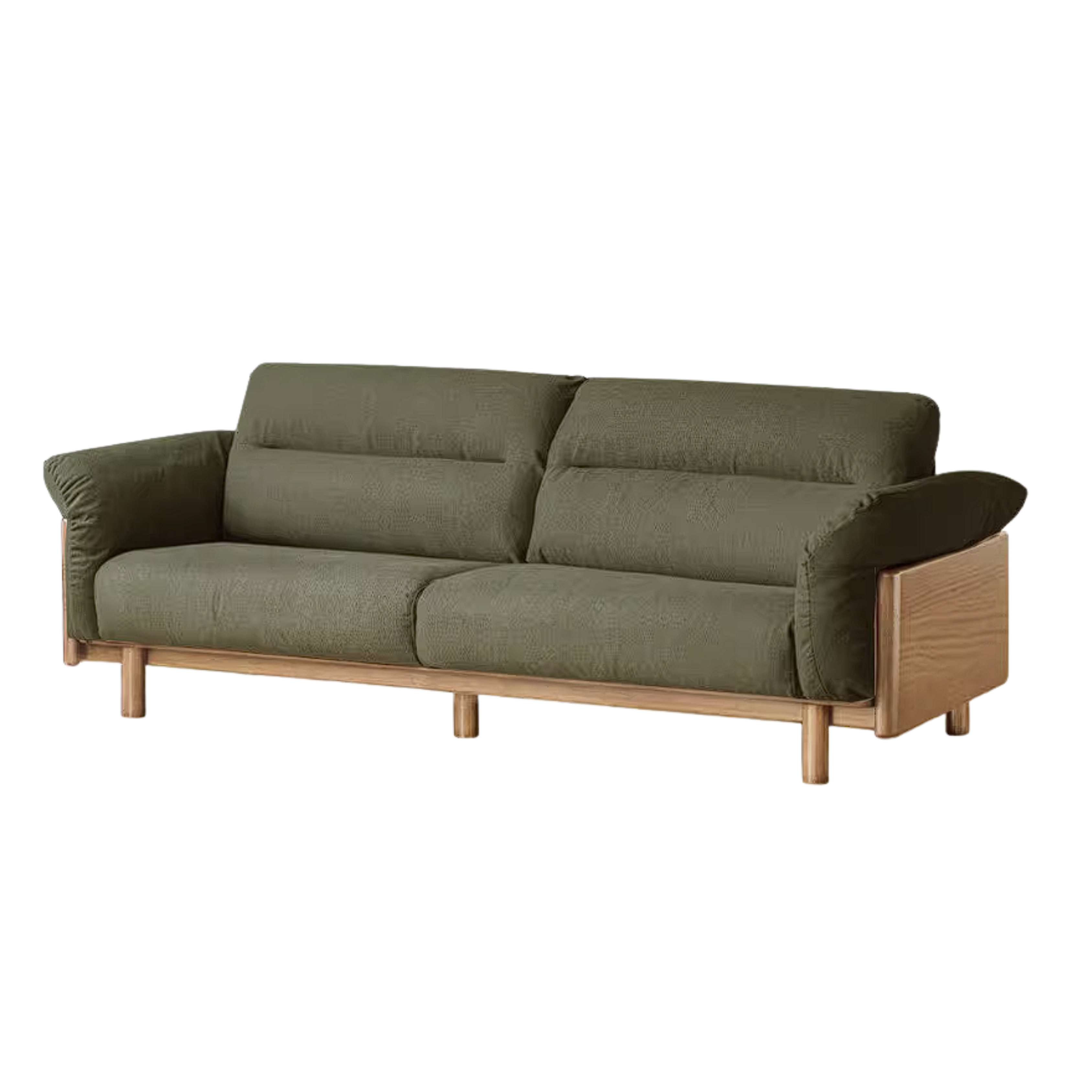 Oak Solid Wood Sofa with Wide Track Arms Genuine leather, fabric, removable and washable