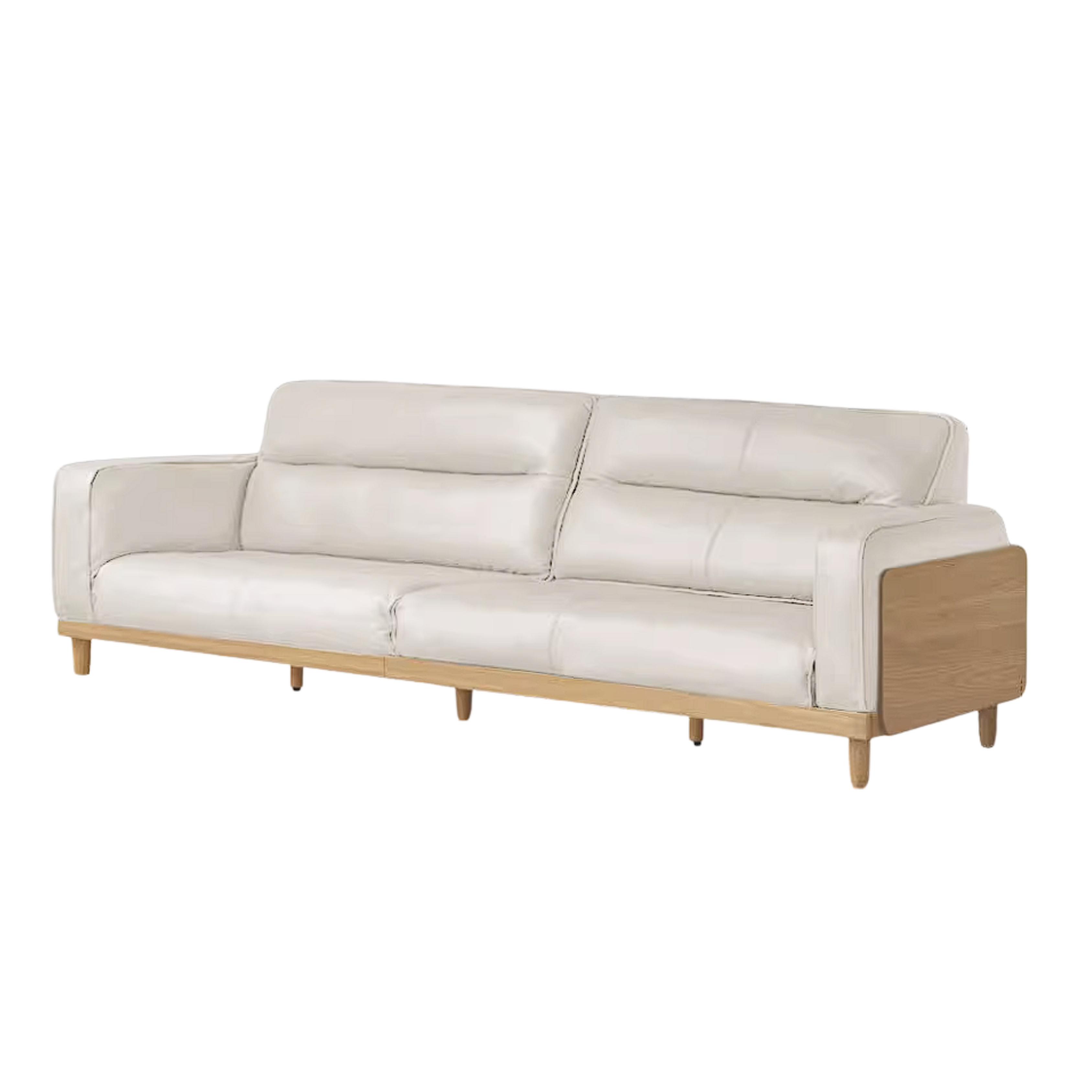 Oak, Ash Solid Wood Sofa with Exposed Wood Frame Arms
