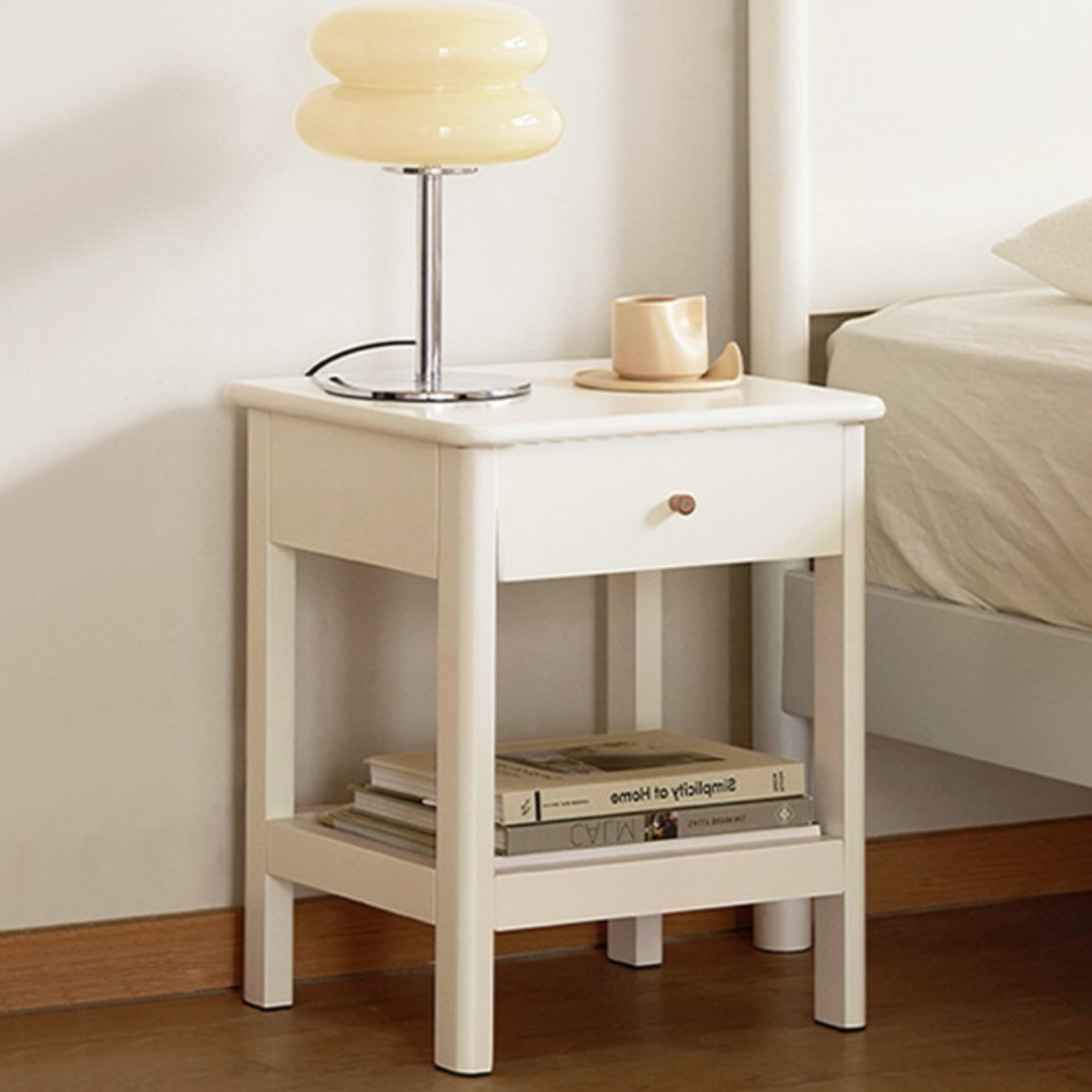 Pine solid wood Single drawer nightstand.