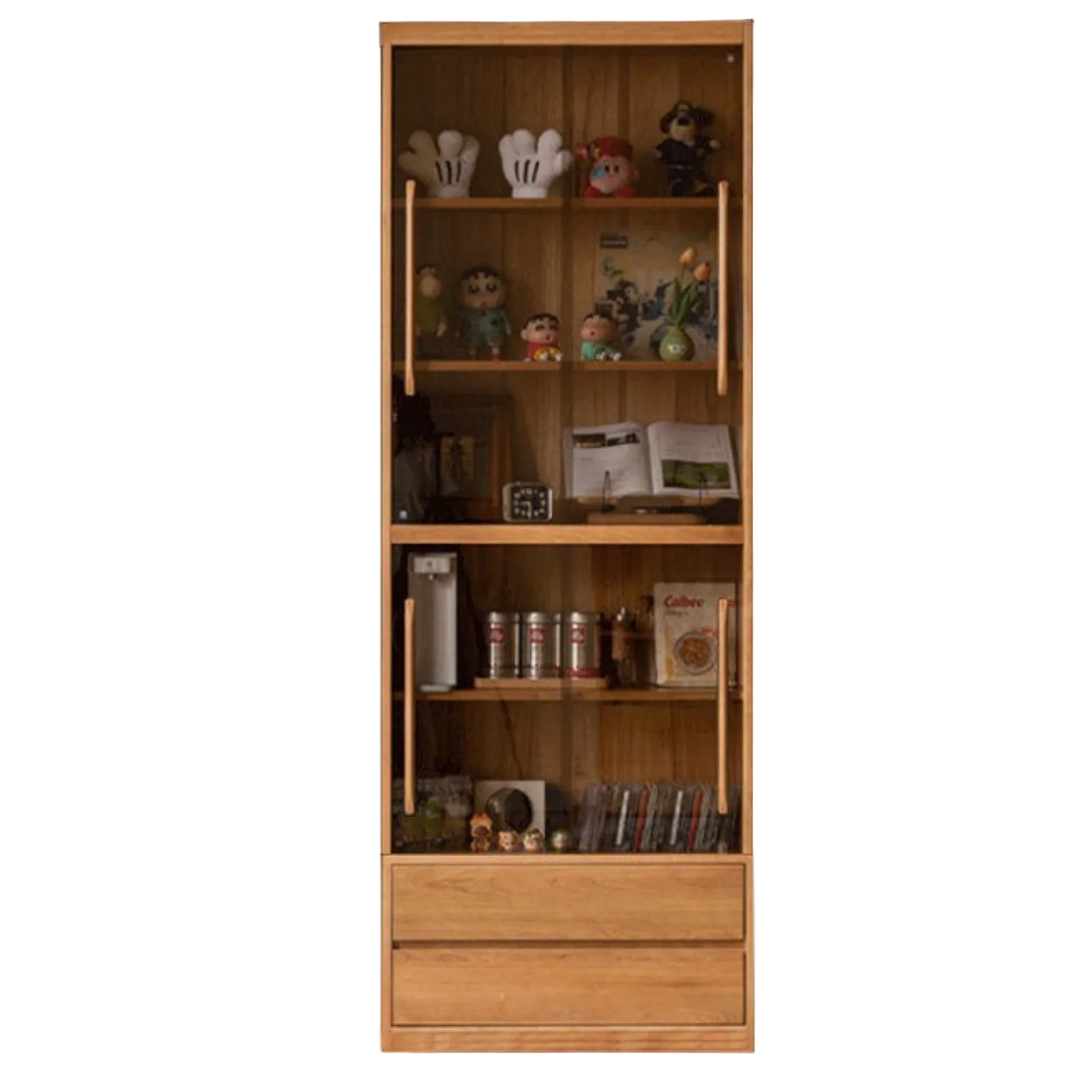 Cherry Solid Wood Bookcase Combination Glass Cabinet