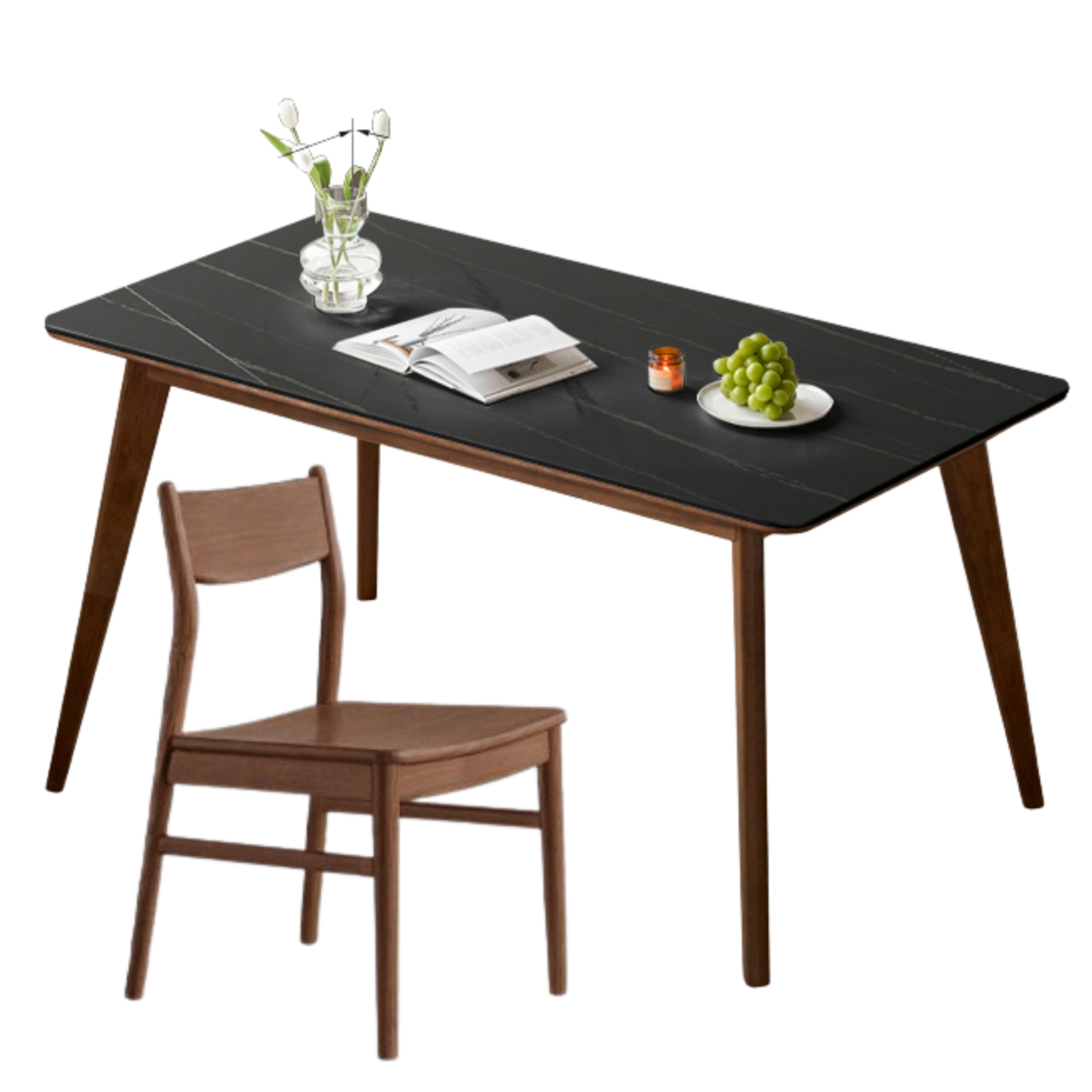 Ash, Oak Solid Wood Modern Rock Plate Dining Table
