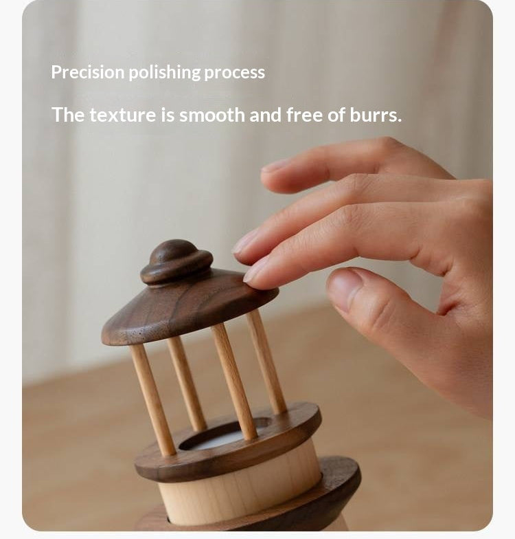 Black Walnut, Maple Solid WoodLighthouse Night Light for Bedroom and Bedside