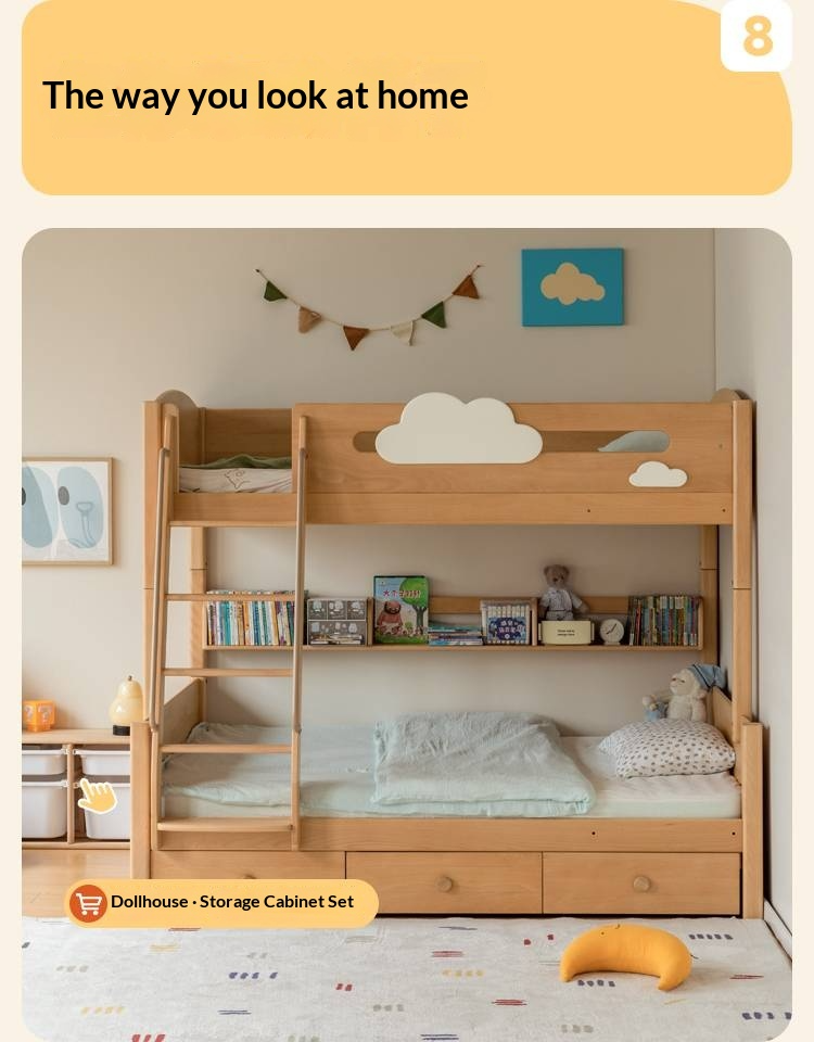 Beech Solid Wood Children's Bunk Bed