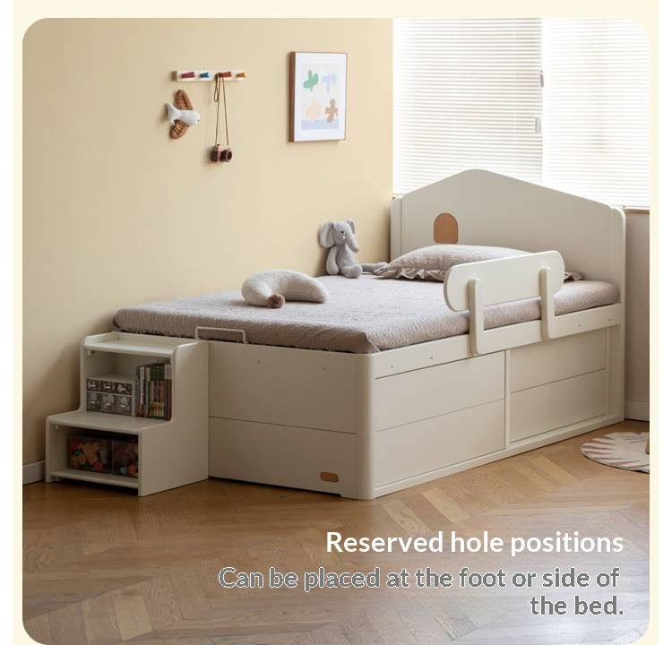 Rubberwood Solid Wood Children's White Storage Box Bed