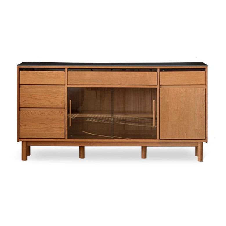 Cherry Solid Wood Rock Plate Storage Sideboard