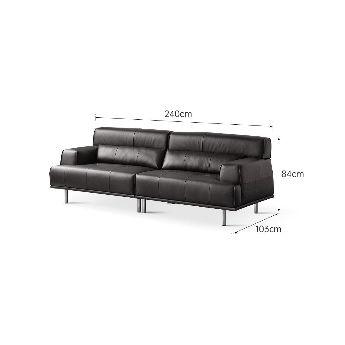 Leather sofa Italian minimalist black :