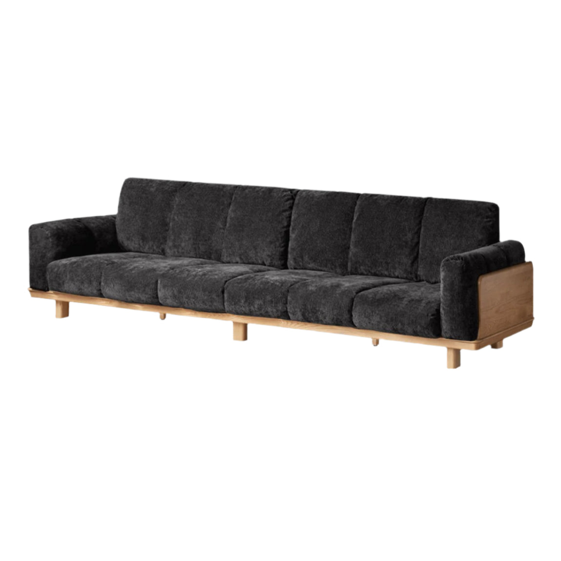 Black Walnut, Ash Solid Wood Modern Down Straight Sofa