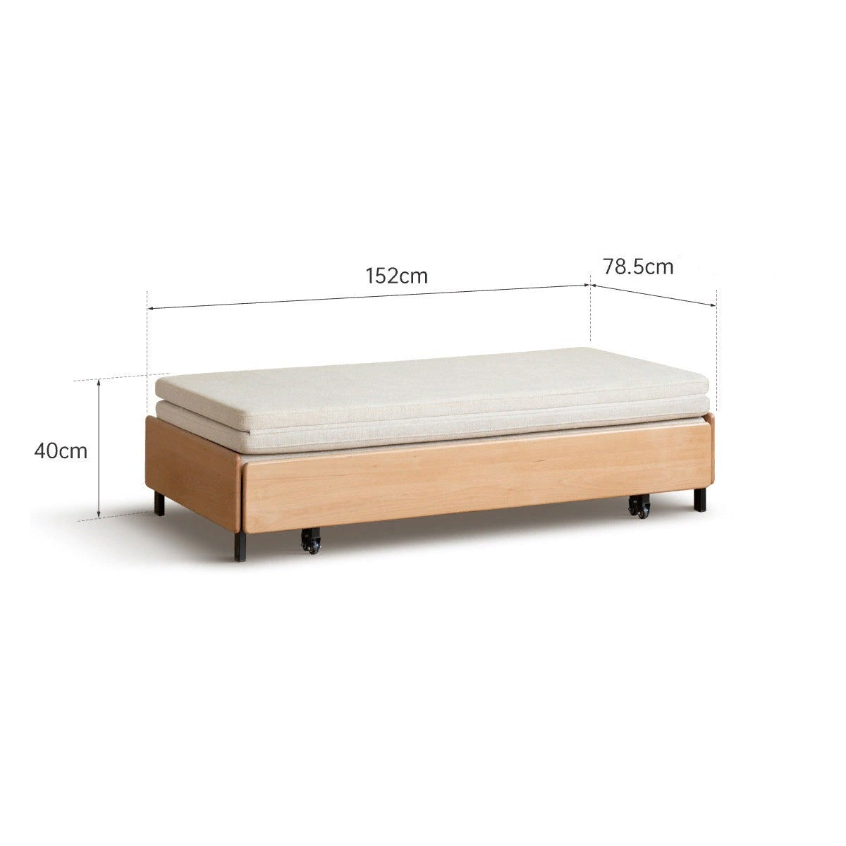 Oak solid wood sofa bed folding sit-sleeping pull-out bed+