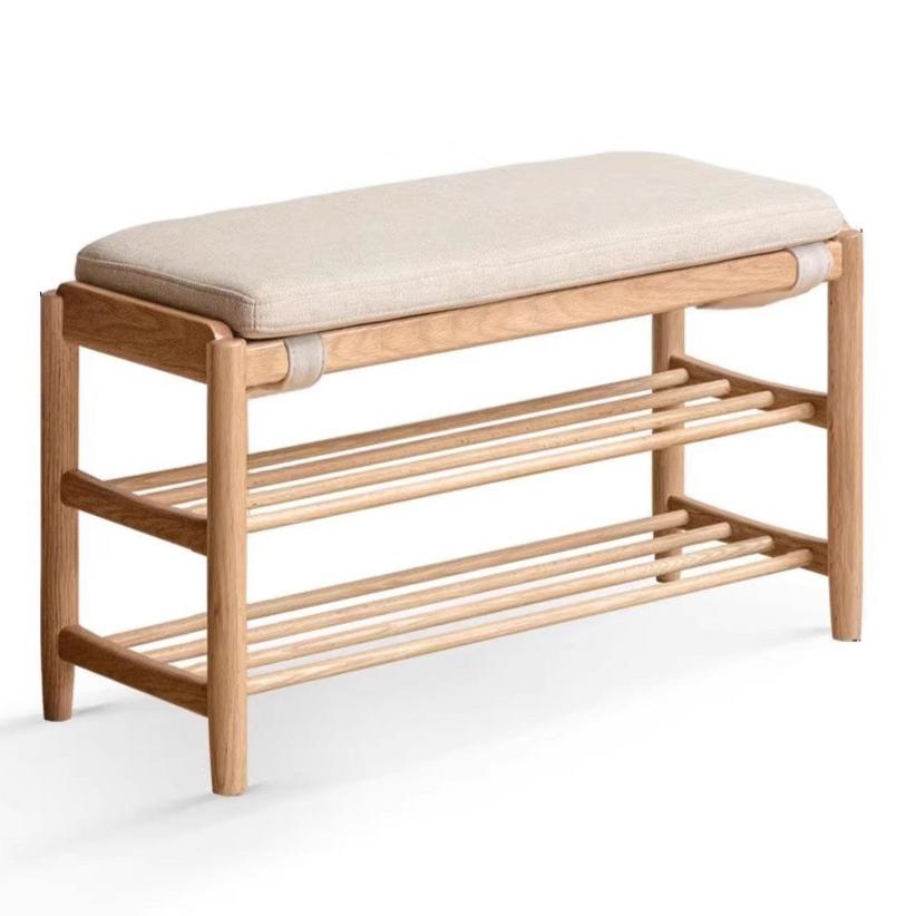 Oak solid wood modern shoe changing stool