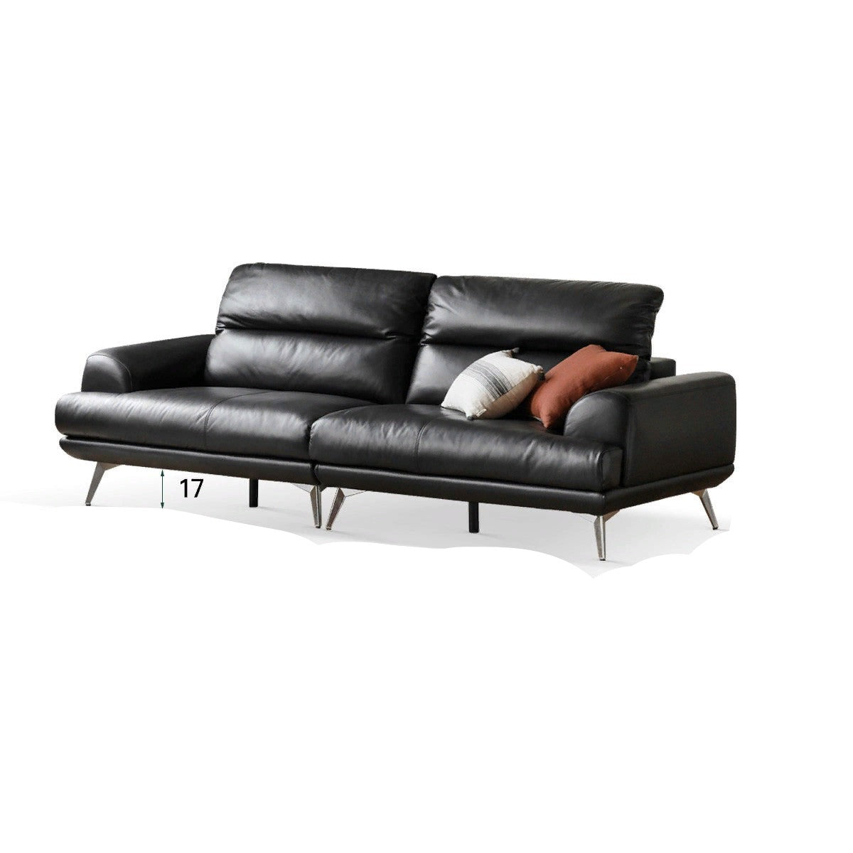 First layer cowhide modern black sofa)