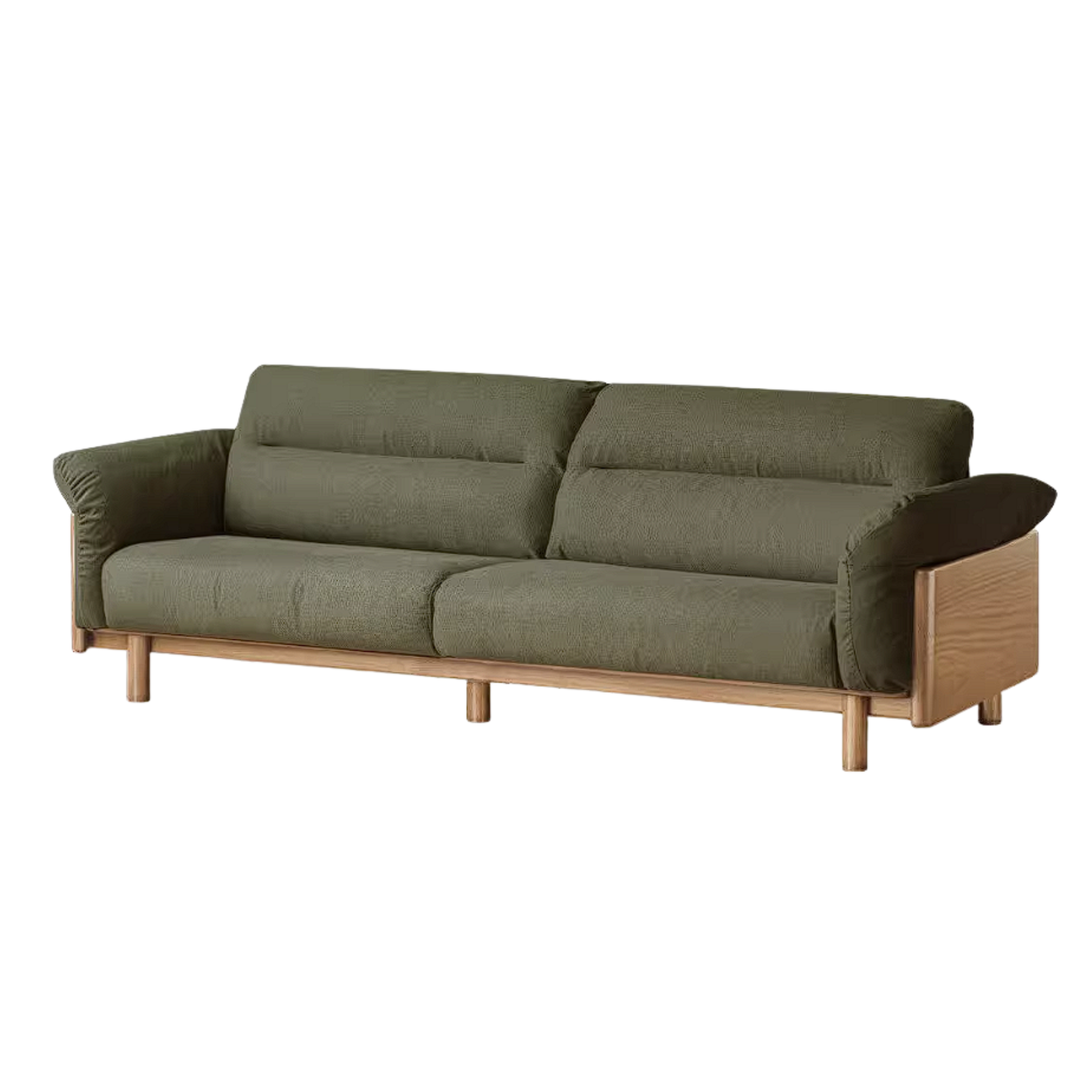 Oak Solid Wood Sofa with Wide Track Arms Genuine leather, fabric, removable and washable