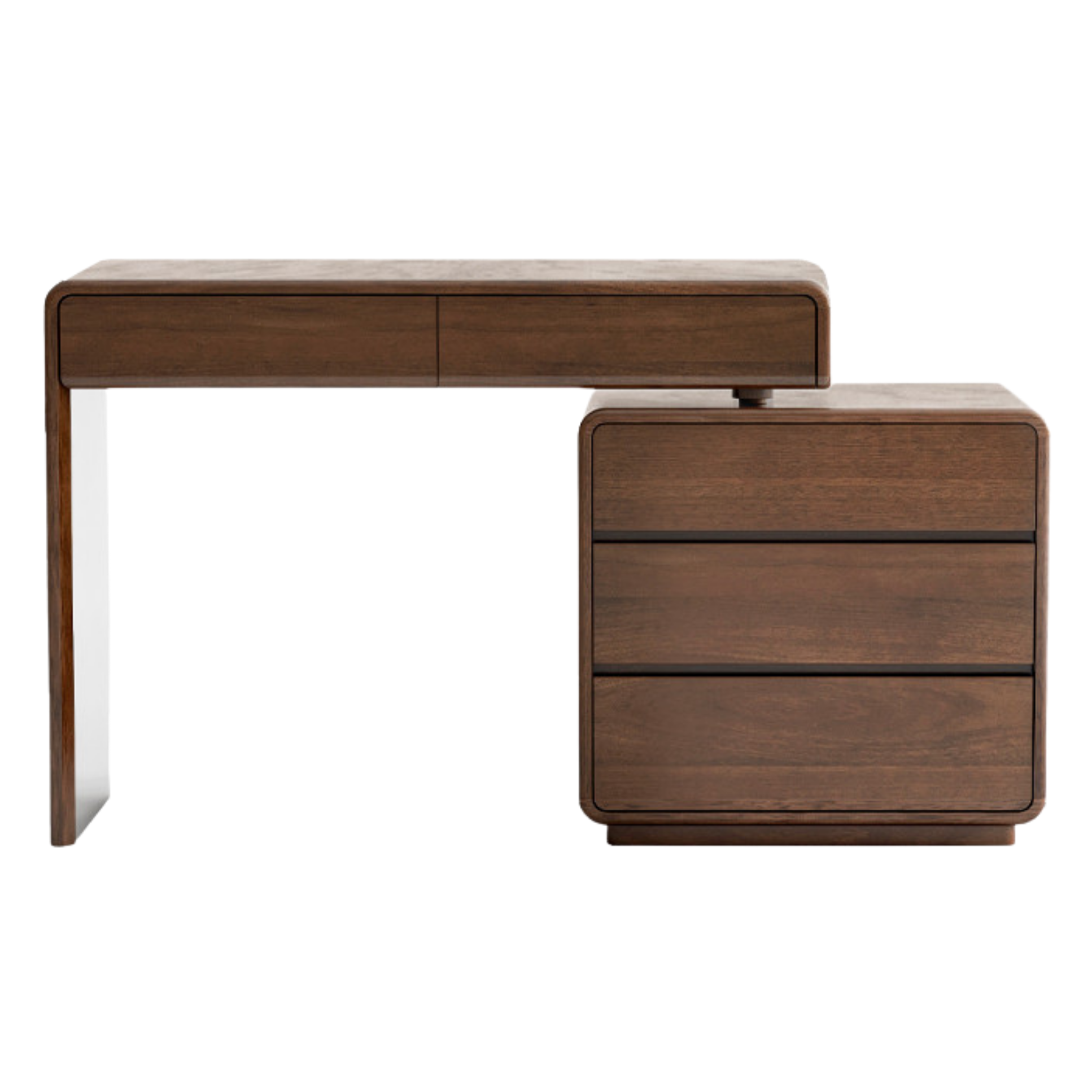 Black Walnut, Sandalwood Solid Wood Dressing Table Chest Of Drawers