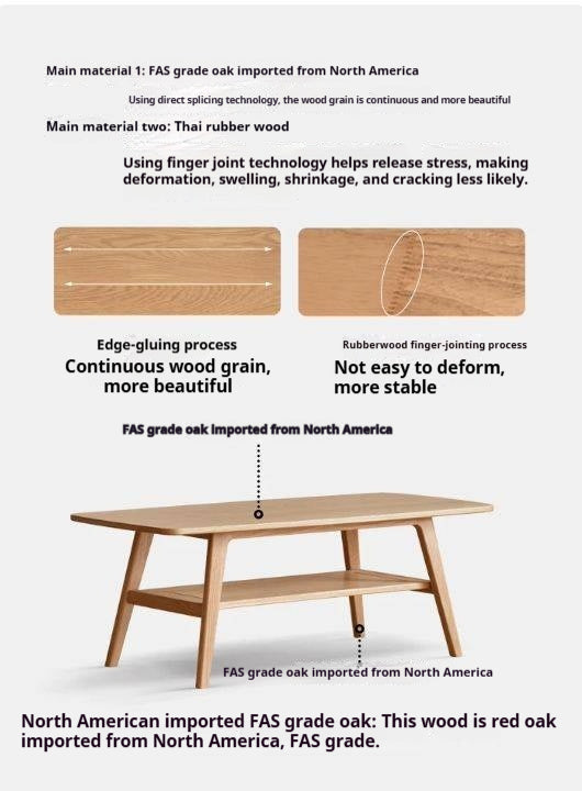 Oak, Beech Solid Wood Modern Coffee Table