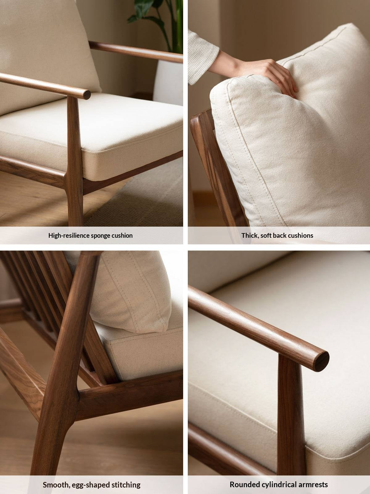 Ash Solid Wood genuine leather, fabric Sofa Chair