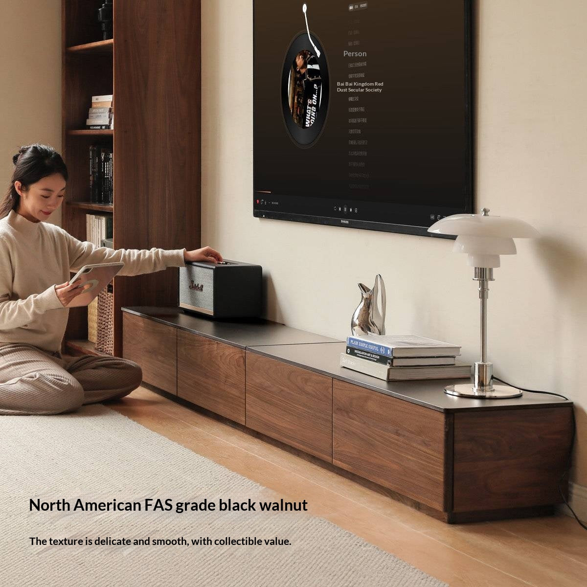 Black Walnut, Catalpa Solid Wood TV Stand Rock Slab