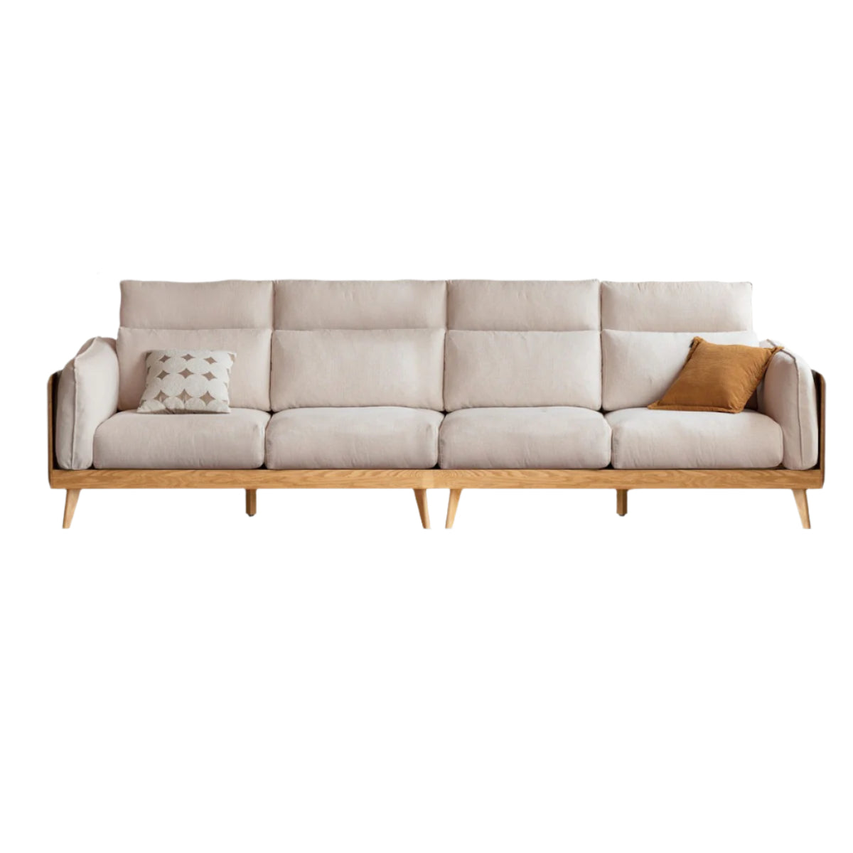 Oak Solid Wood Modern Straight Row Down Sofa