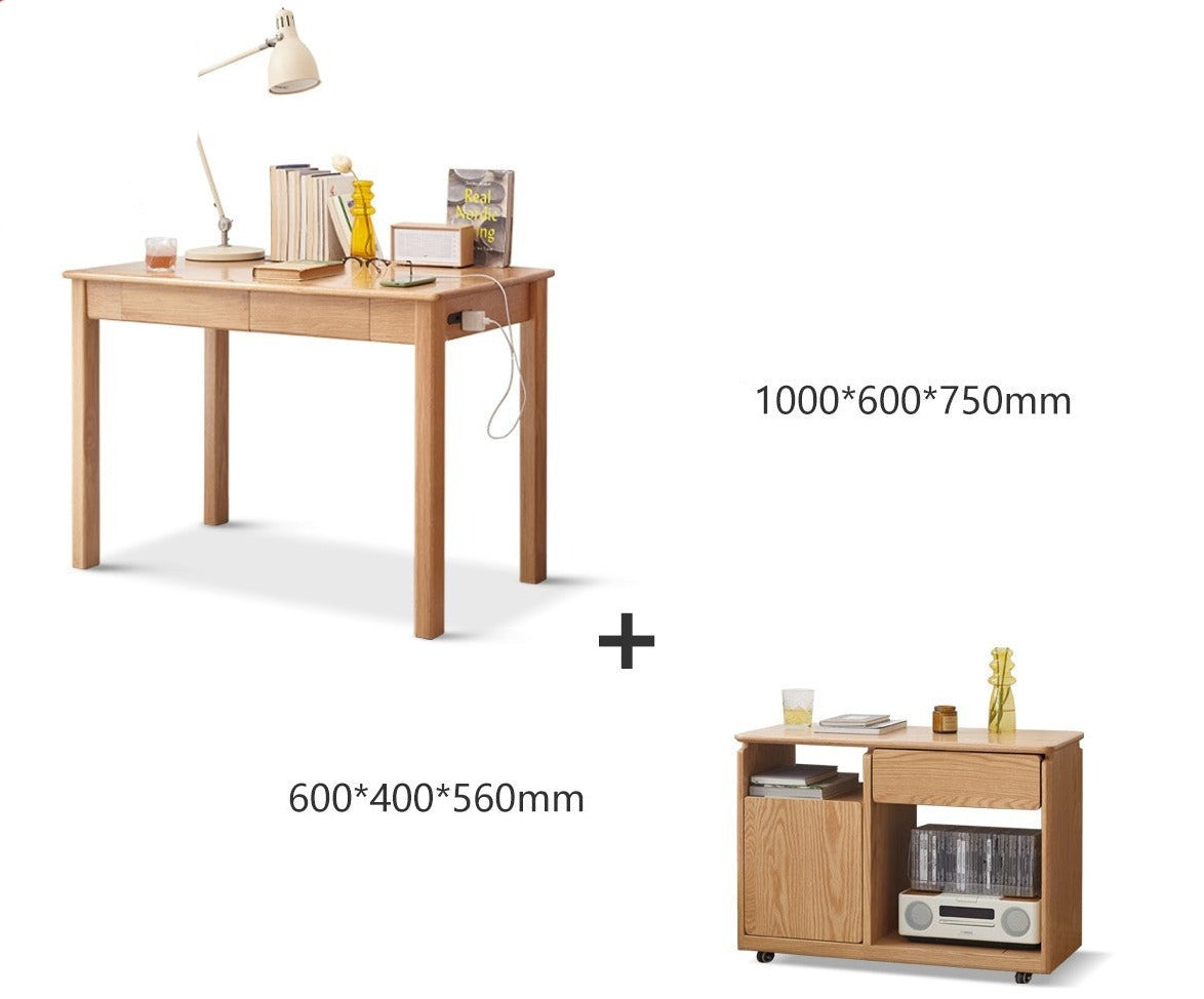 Oak, Ash solid wood USB office desk-