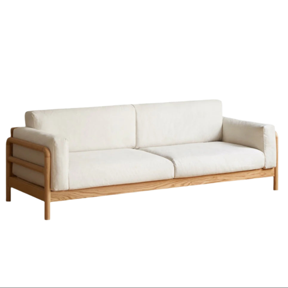 Oak Solid Wood Modern Straight Fabric Sofa