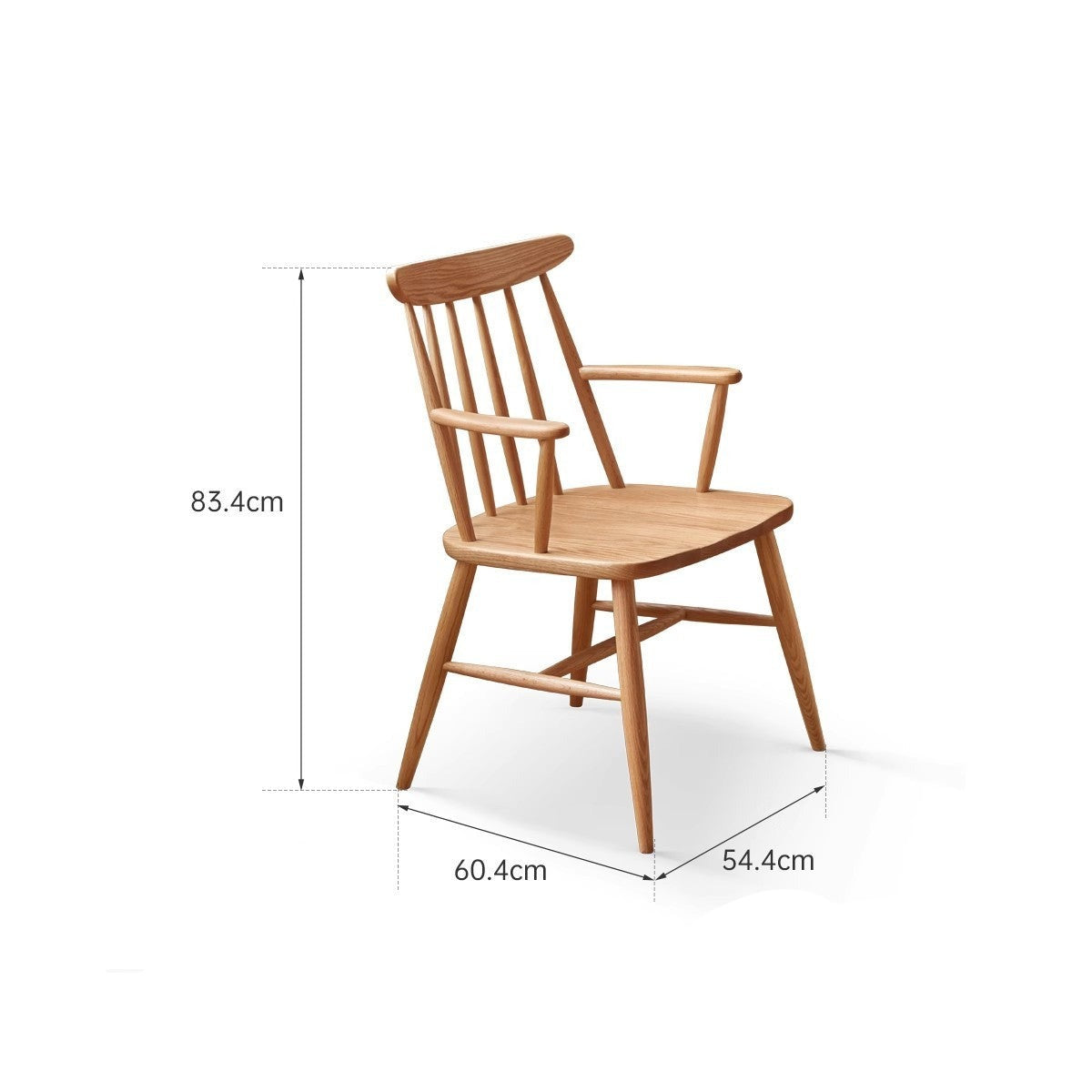 2 pcs Oak Solid Wood Dining Armchair Leisure Chair: