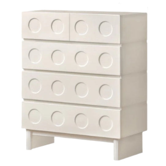 Solid Rubberwood French Cream Wind Drawer Cabinet.