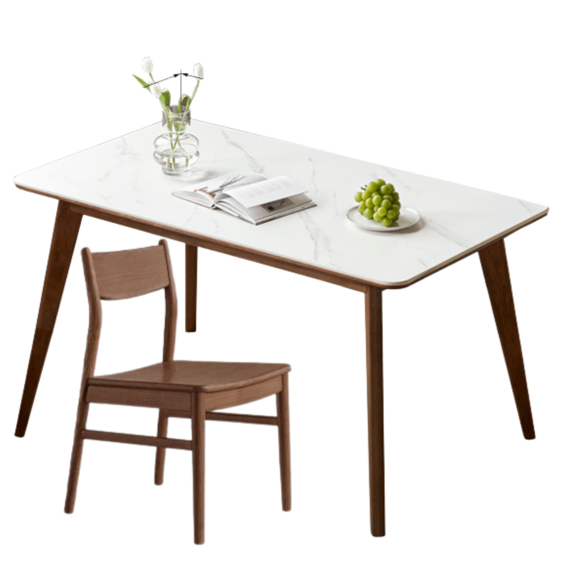Ash, Oak Solid Wood Modern Rock Plate Dining Table