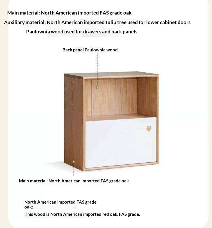 Oak, Beech Solid Wood Cream Style Module Combination Bookcase