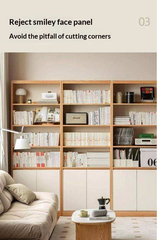 Oak Solid Wood Cream Wind Floor Bookshelves