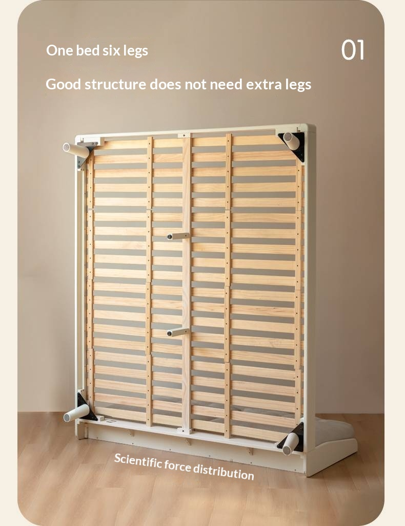 Oak, Rubberwood Solid Bed with Cream Finish — Casual Bedside with Soft Bag Backrest and White Soft Back